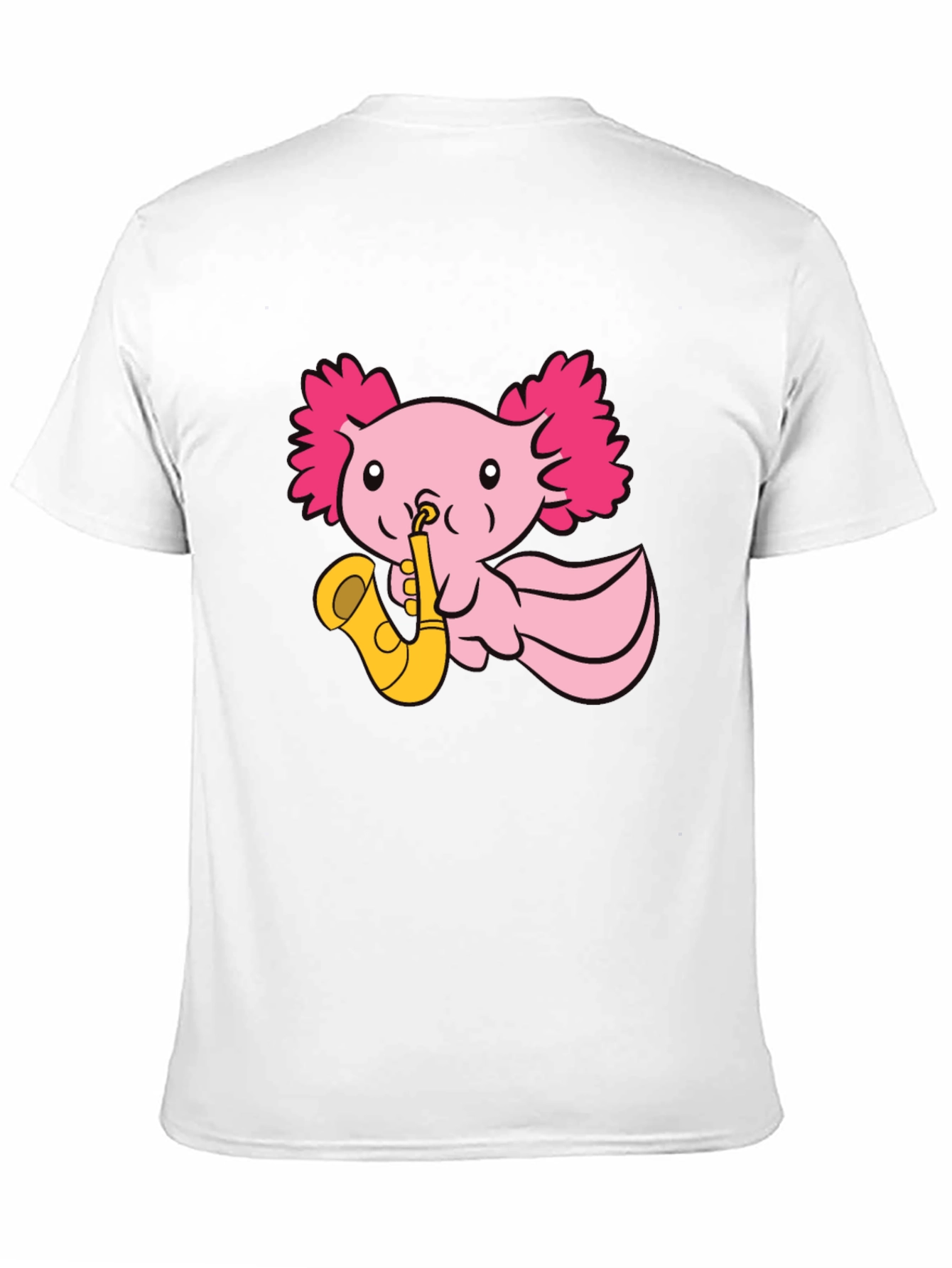 Axolotl Saxophone T-Shirt - Playful Pink Design
