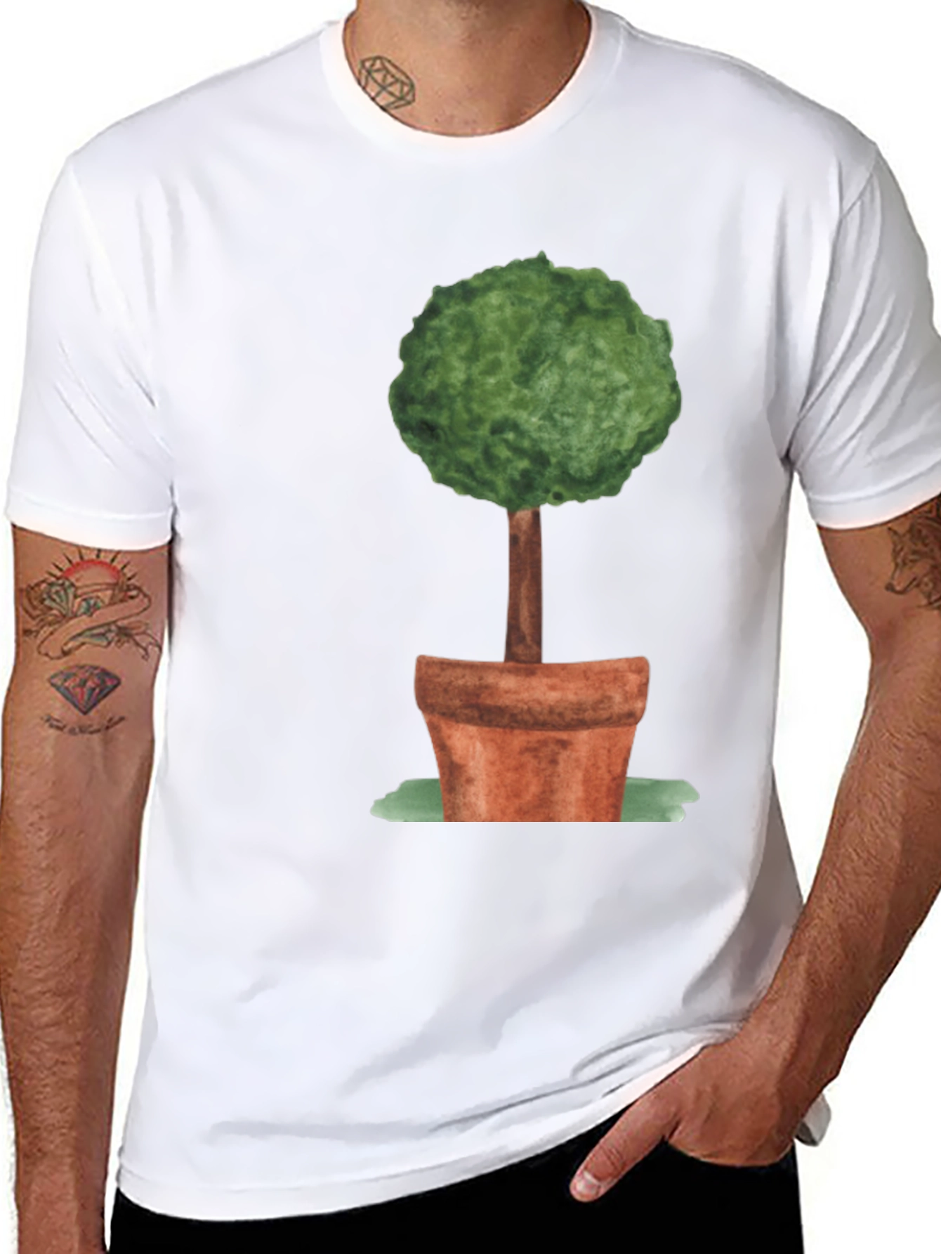 Whimsical Topiary Tree Graphic Tee - Unisex Black Shirt