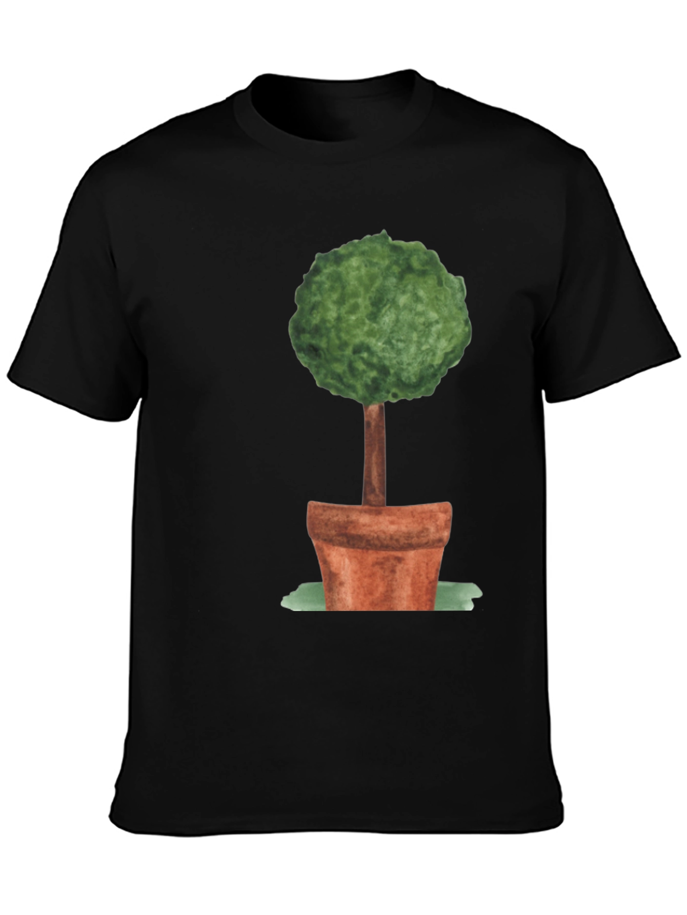 Whimsical Topiary Tree Graphic Tee - Unisex Black Shirt