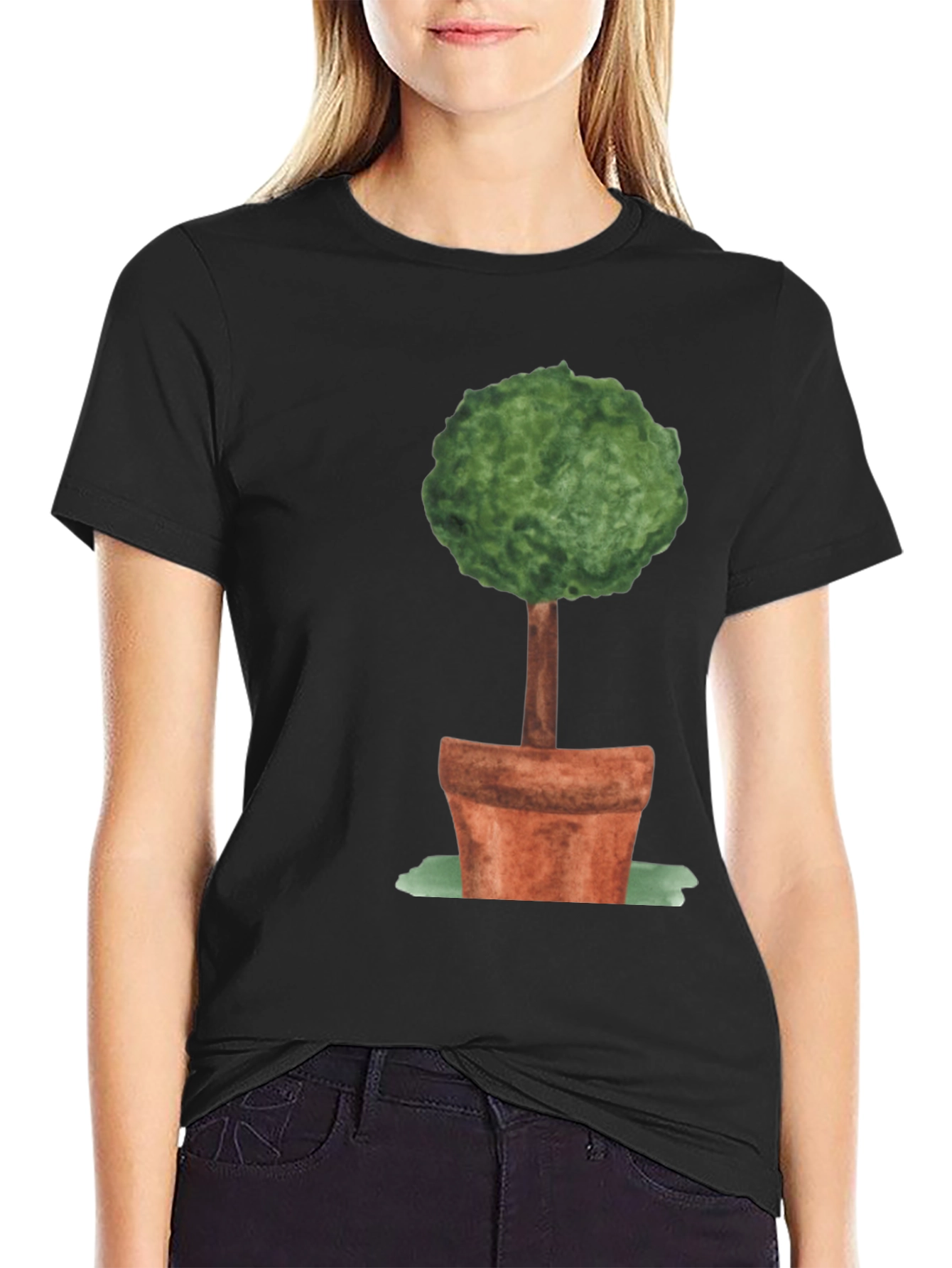 Whimsical Topiary Tree Graphic Tee - Unisex Black Shirt