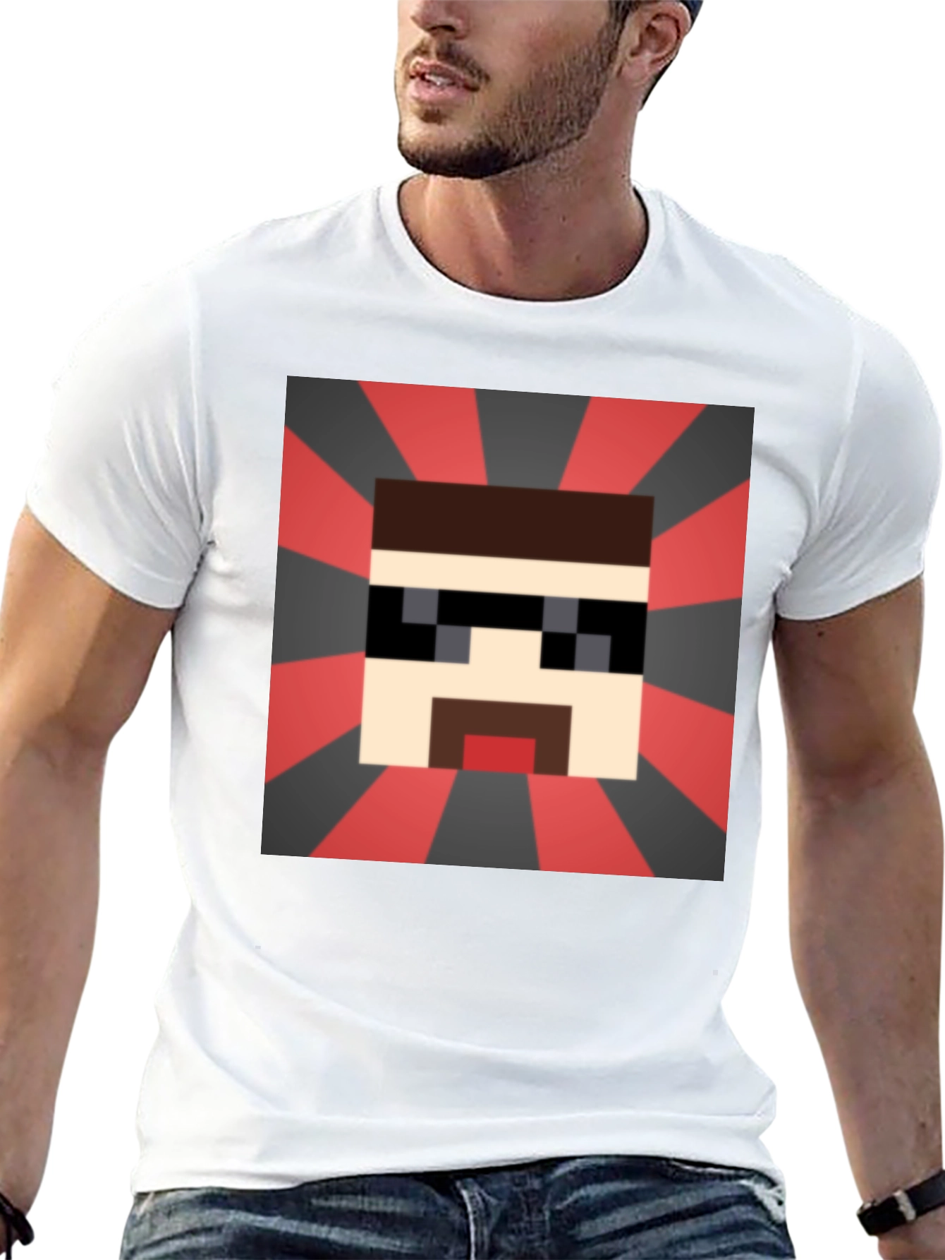 Pixelated Cool Guy T-Shirt - Retro Gaming Style