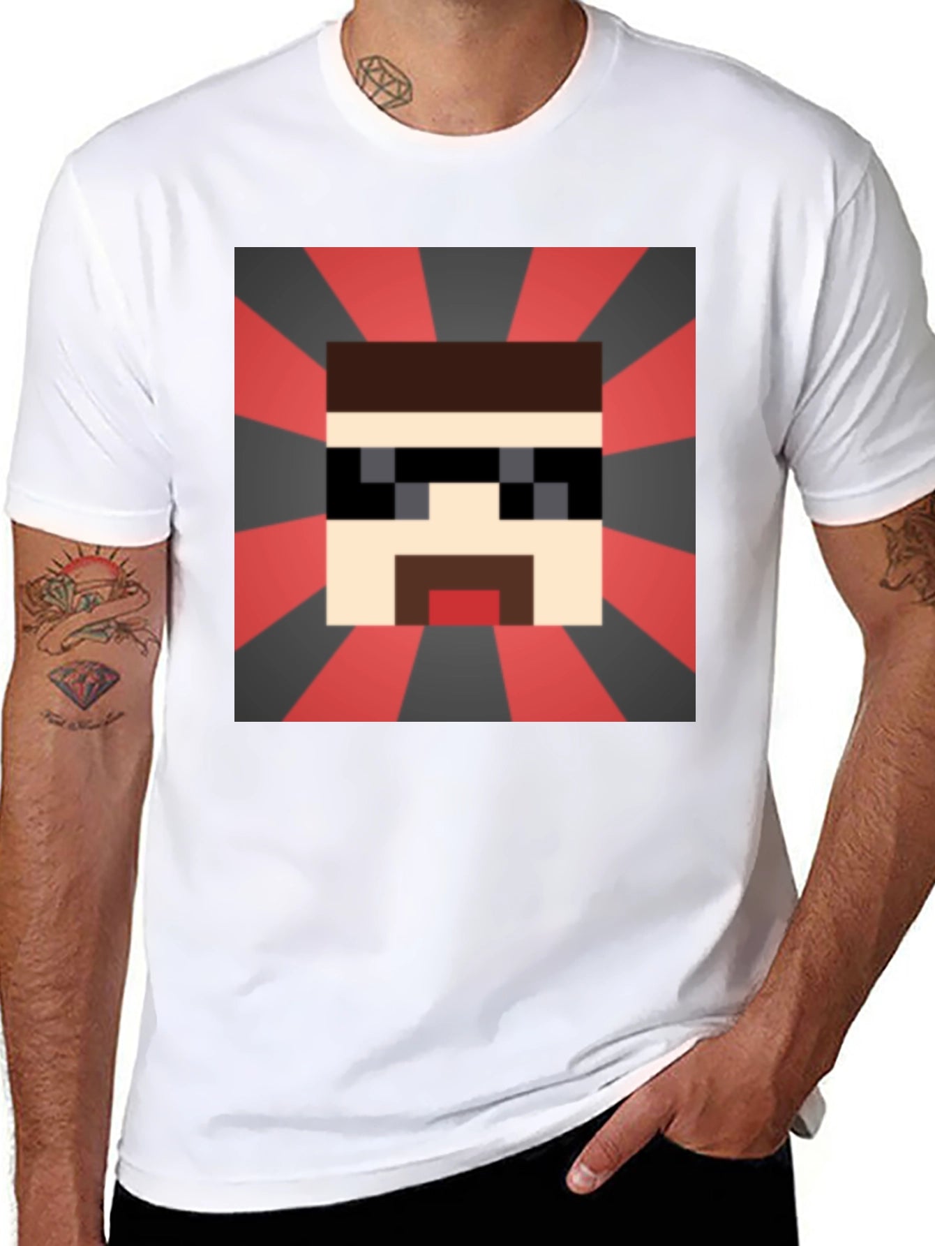 Pixelated Cool Guy T-Shirt - Retro Gaming Style
