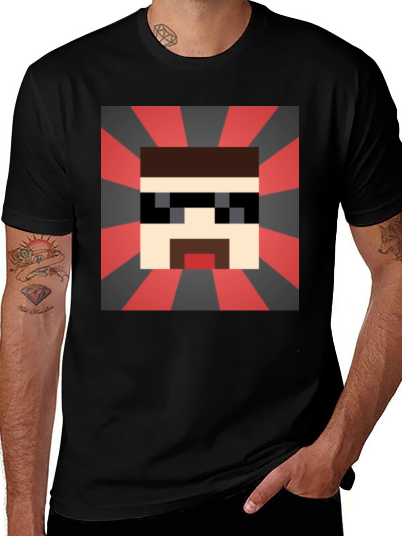 Pixelated Cool Guy T-Shirt - Retro Gaming Style