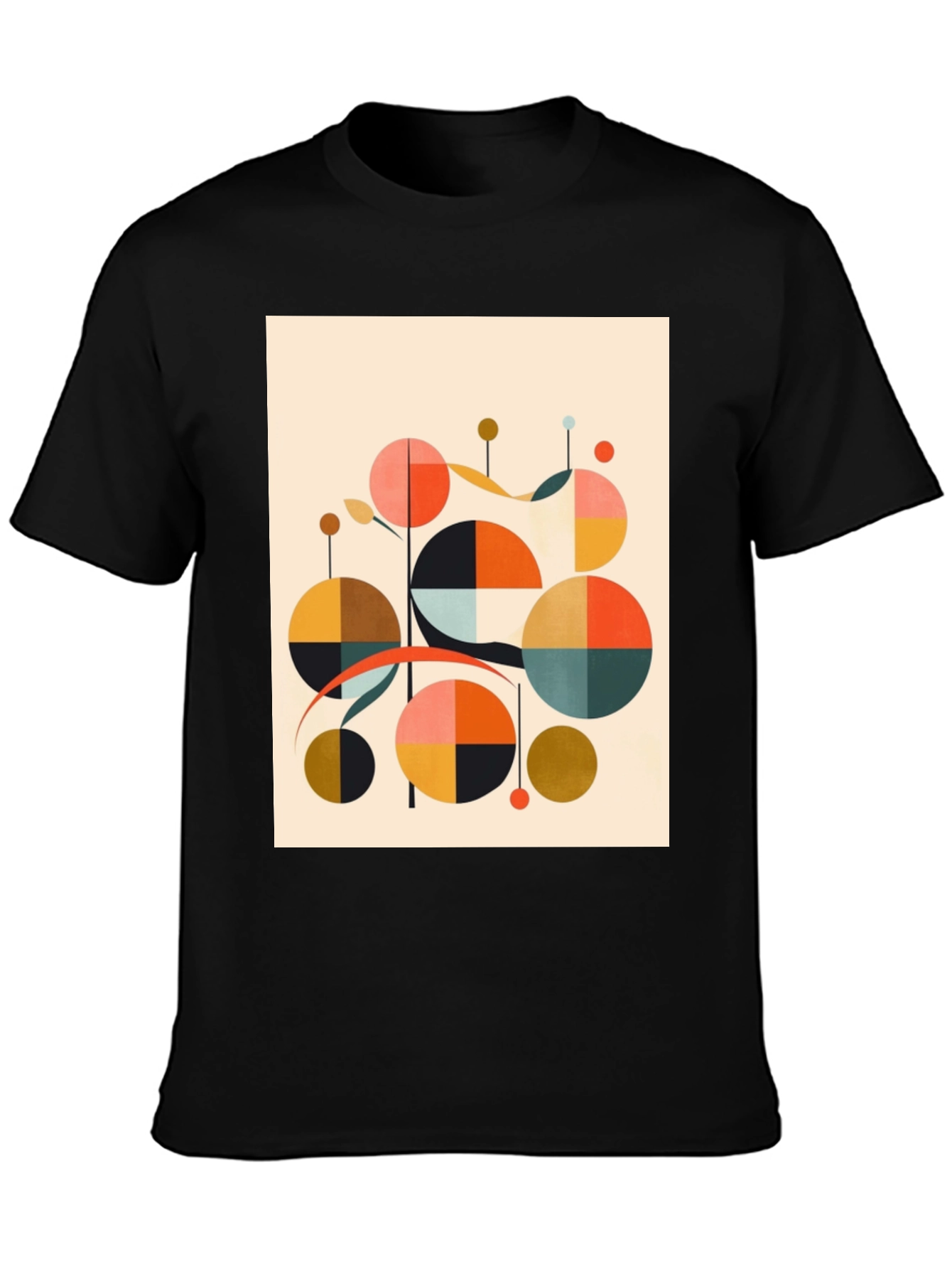 Modern Geometric Print Black T-Shirt