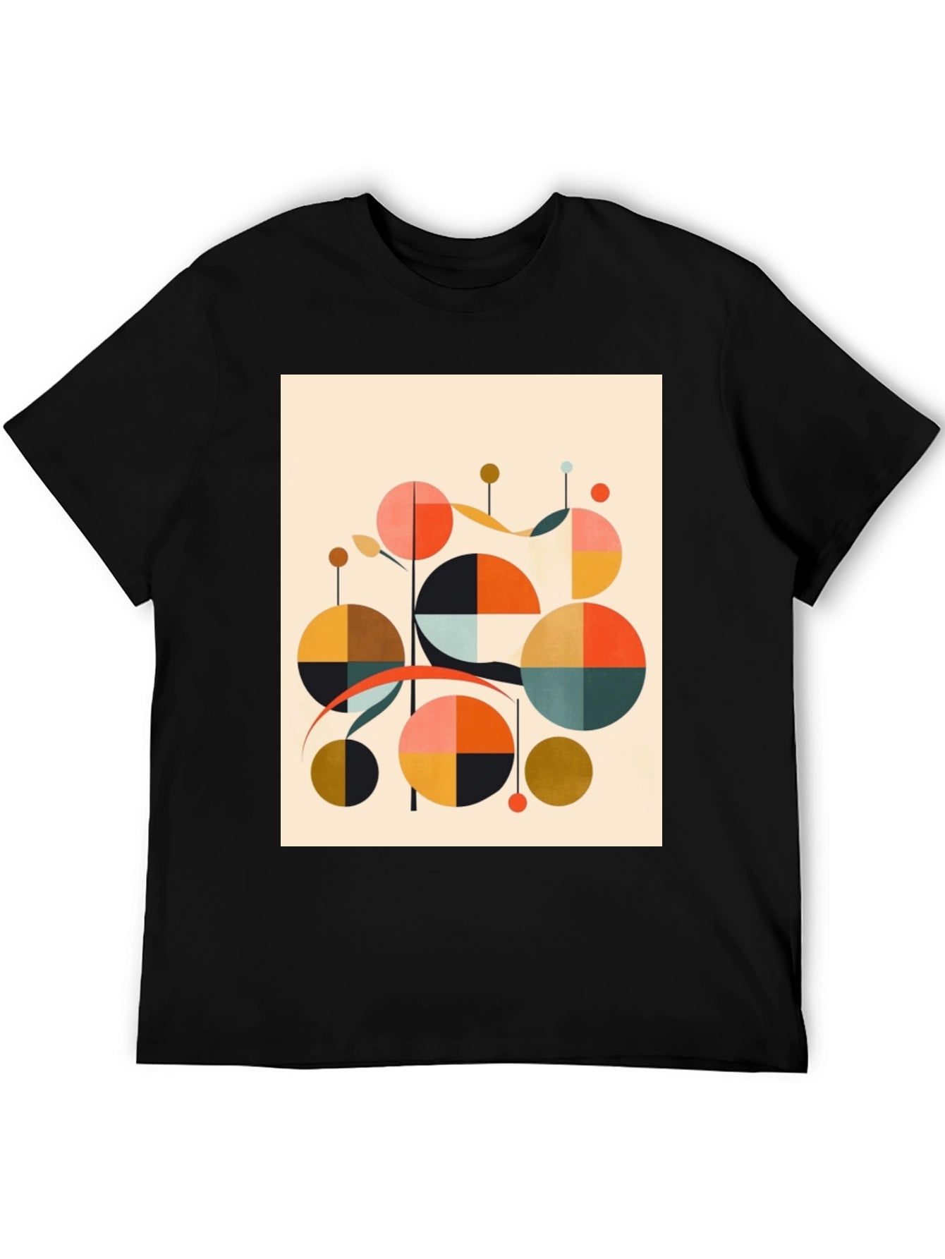 Modern Geometric Print Black T-Shirt