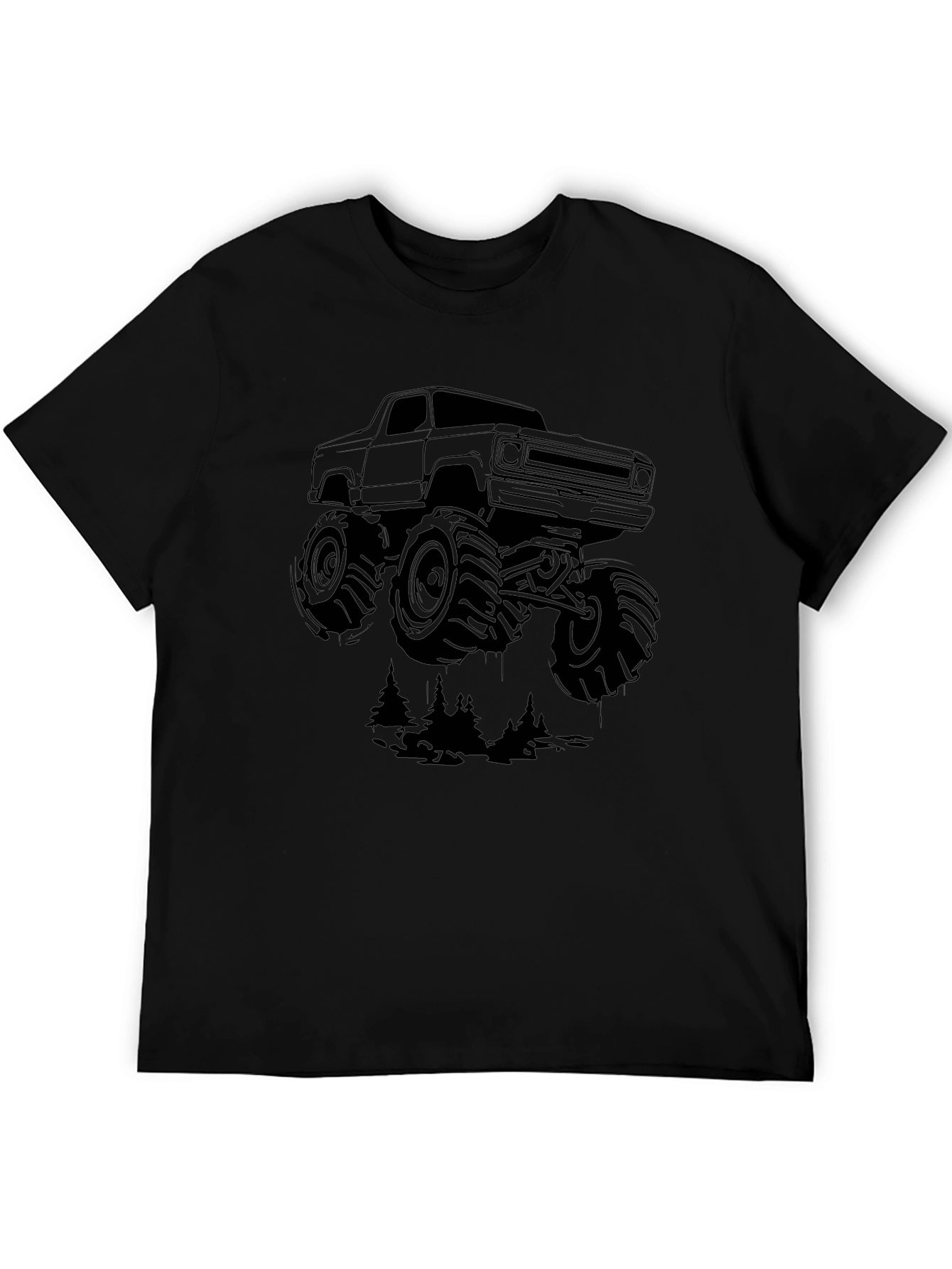 Monster Truck Graphic Tee - Black Cotton Blend
