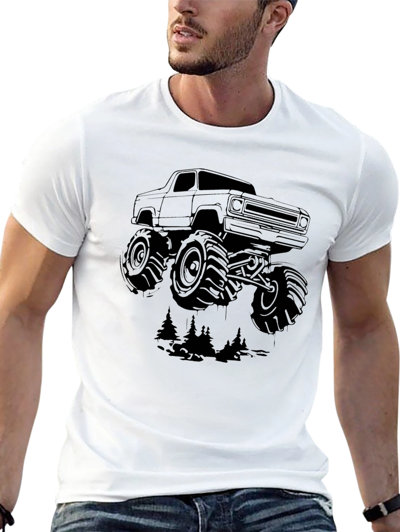 Monster Truck Graphic Tee - Black Cotton Blend