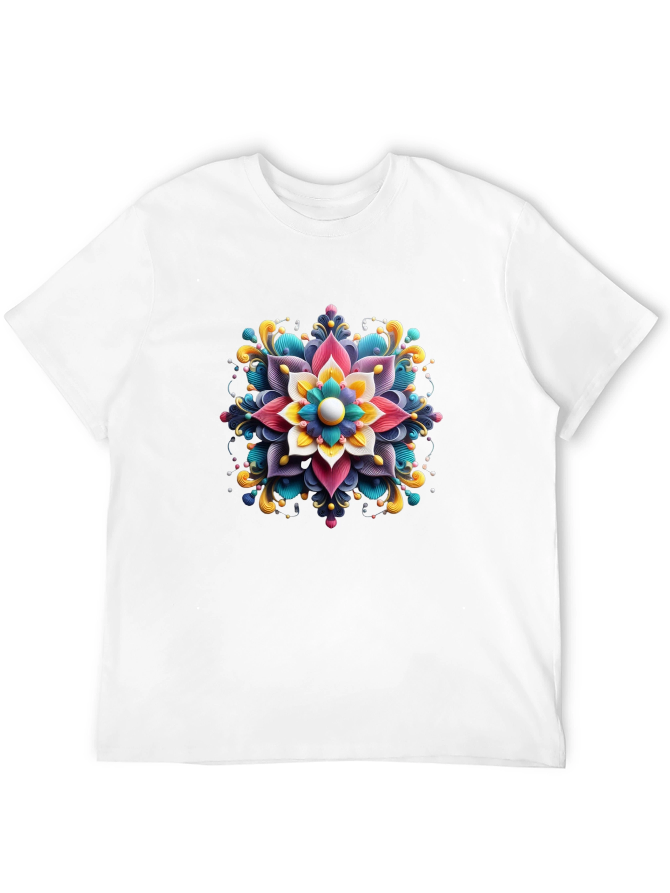 Floral Mandala Graphic Print Black T-Shirt