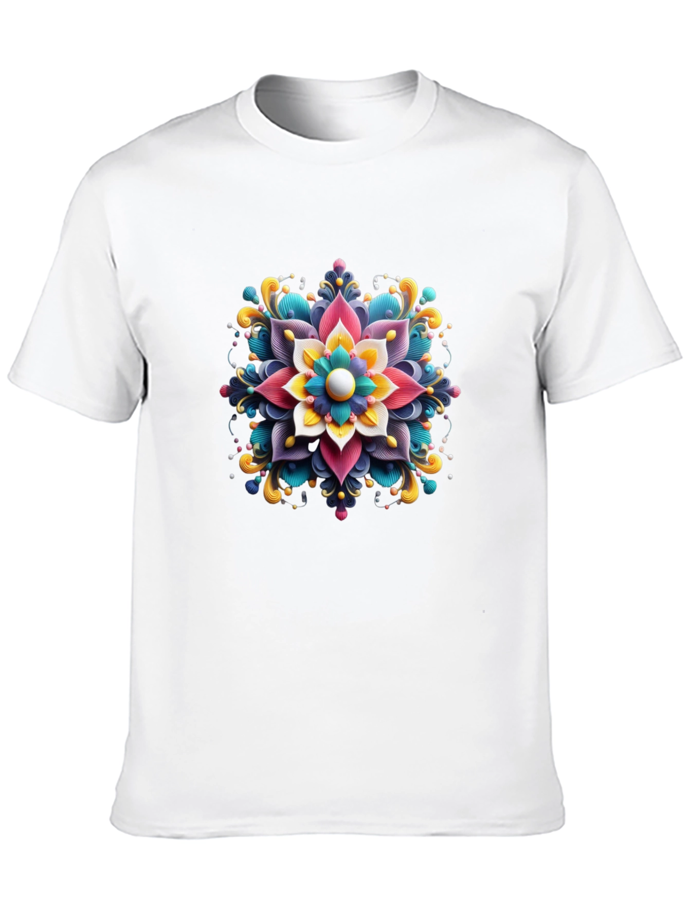 Floral Mandala Graphic Print Black T-Shirt