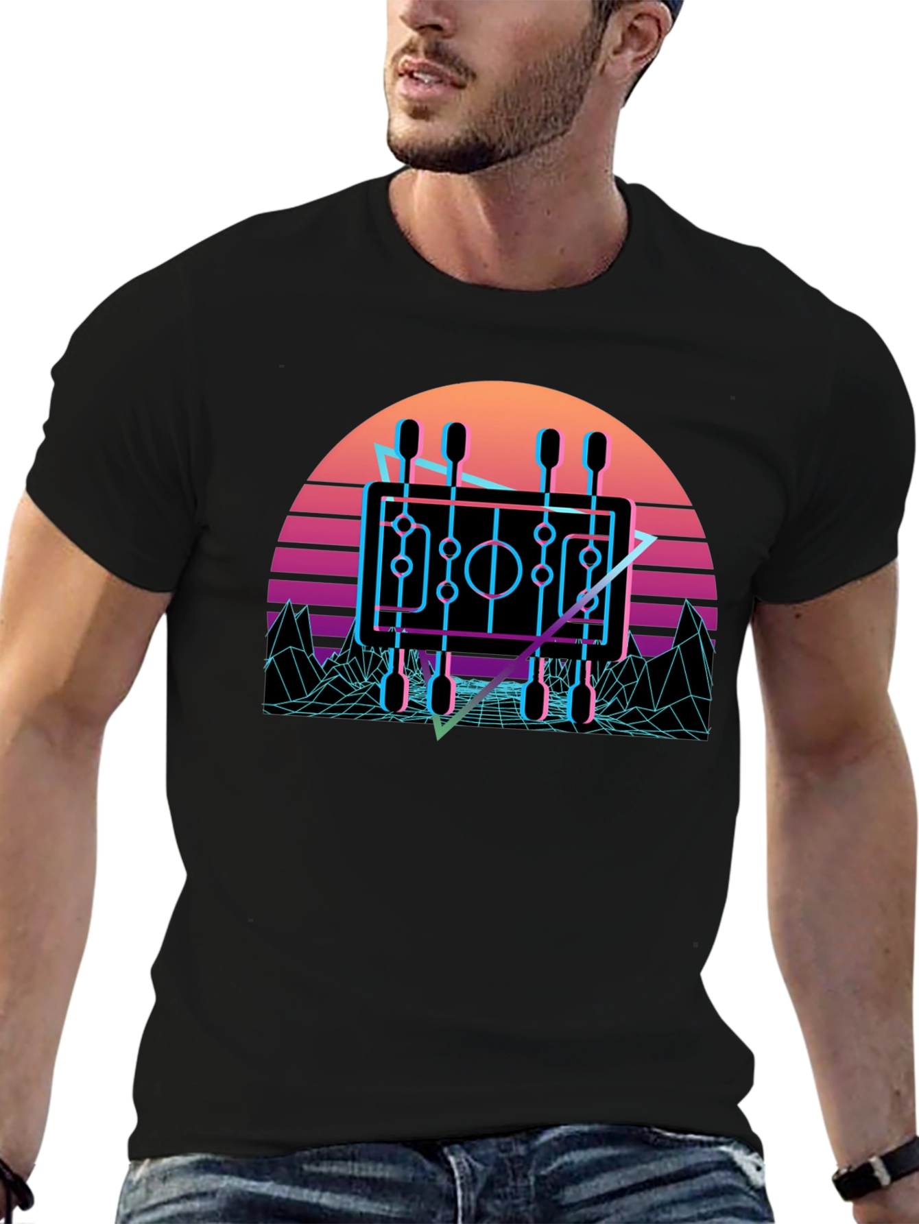 Retro Foosball T-Shirt - Synthwave Style