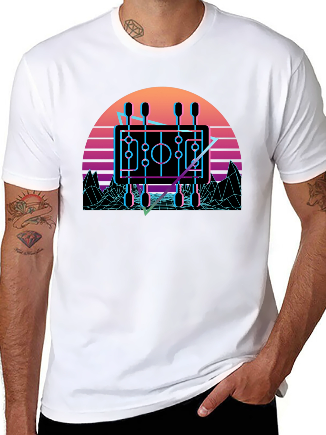 Retro Foosball T-Shirt - Synthwave Style