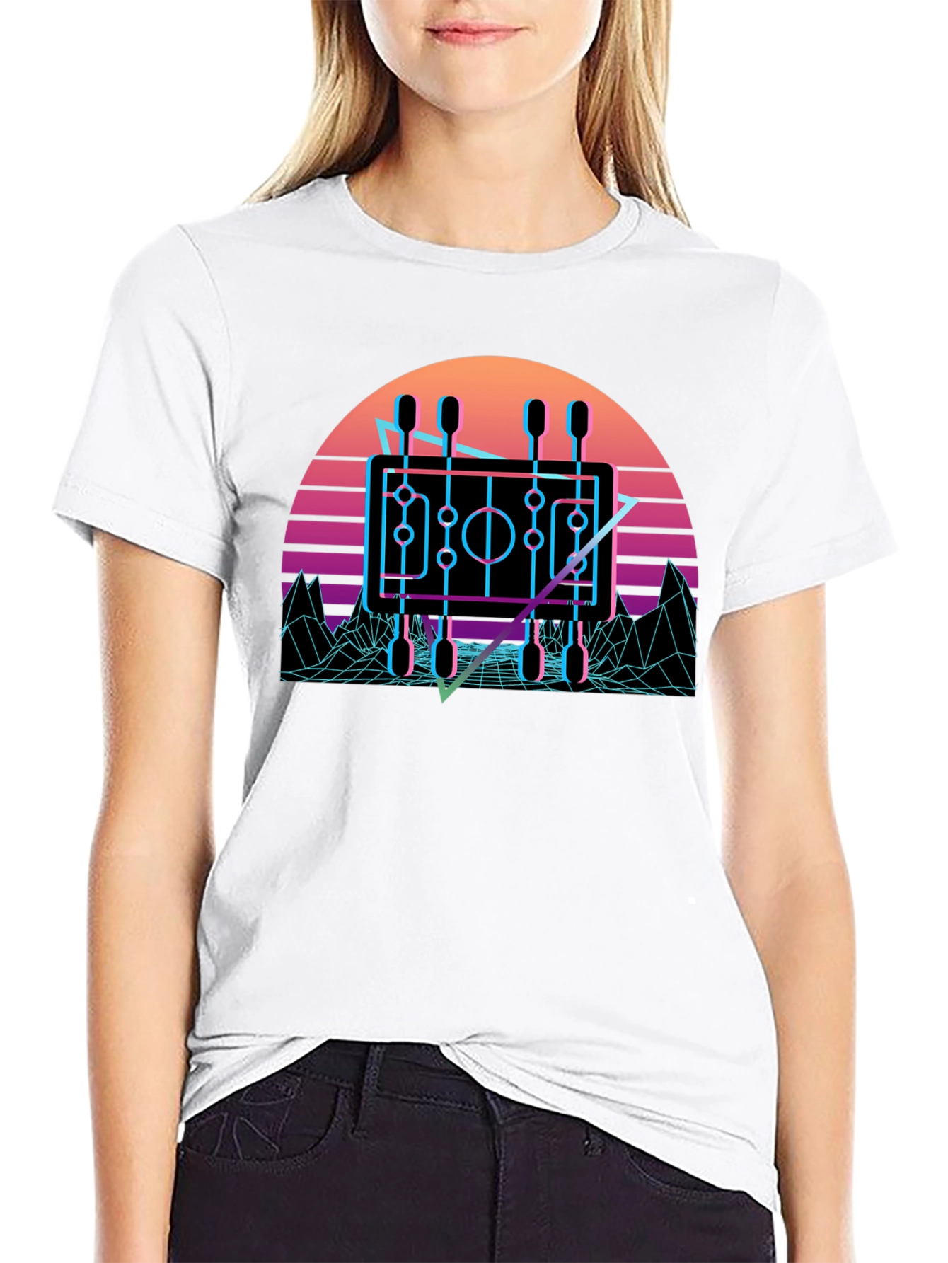 Retro Foosball T-Shirt - Synthwave Style