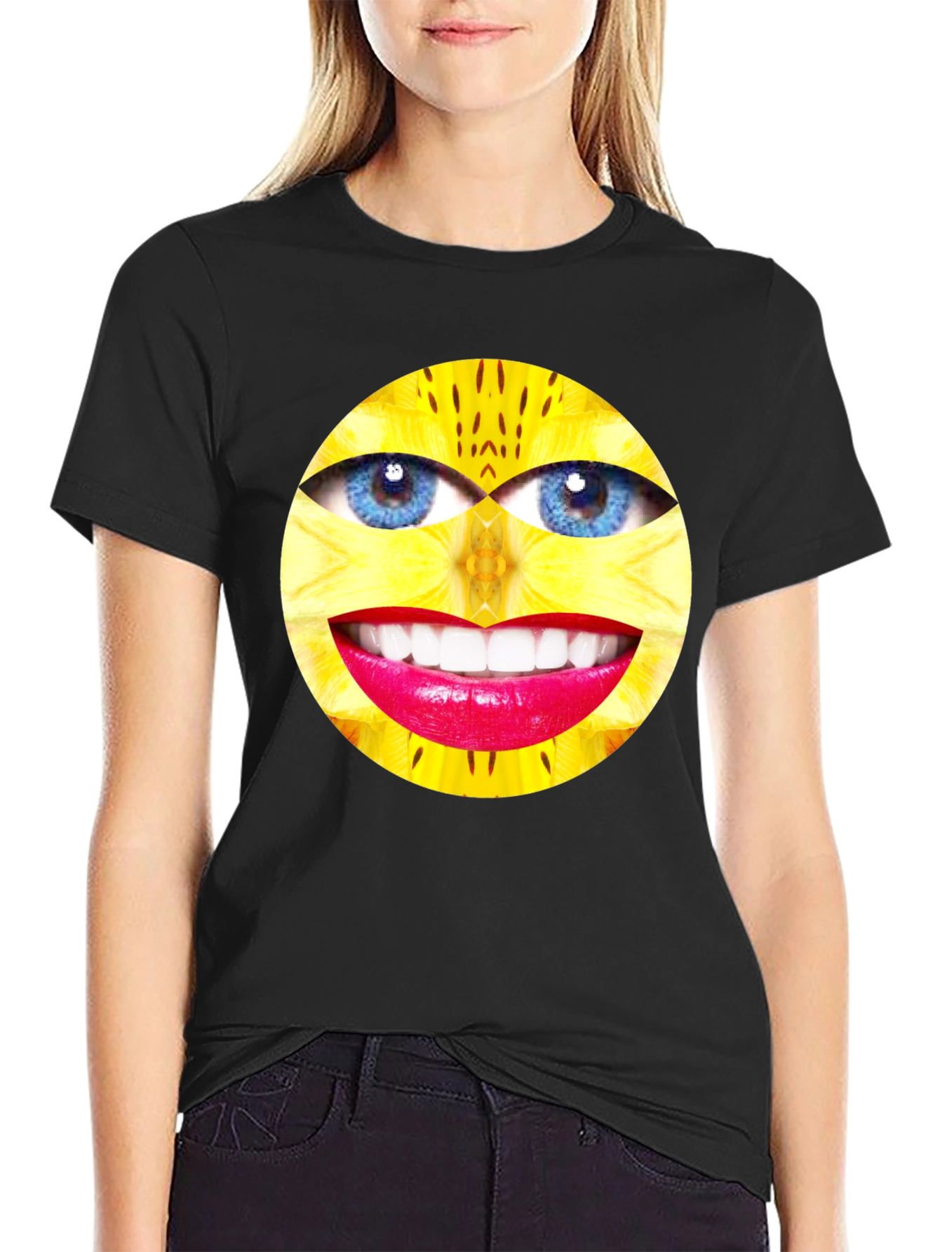 Eye Smile Graphic Black T-Shirt