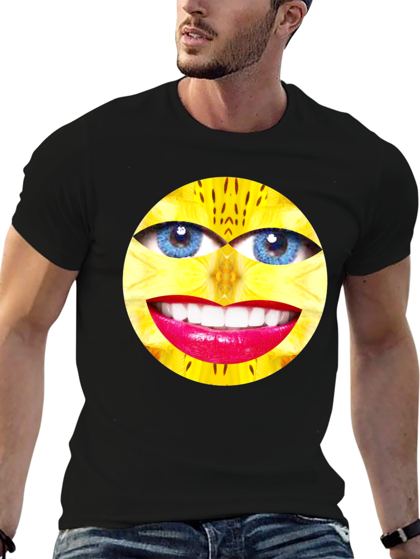 Eye Smile Graphic Black T-Shirt