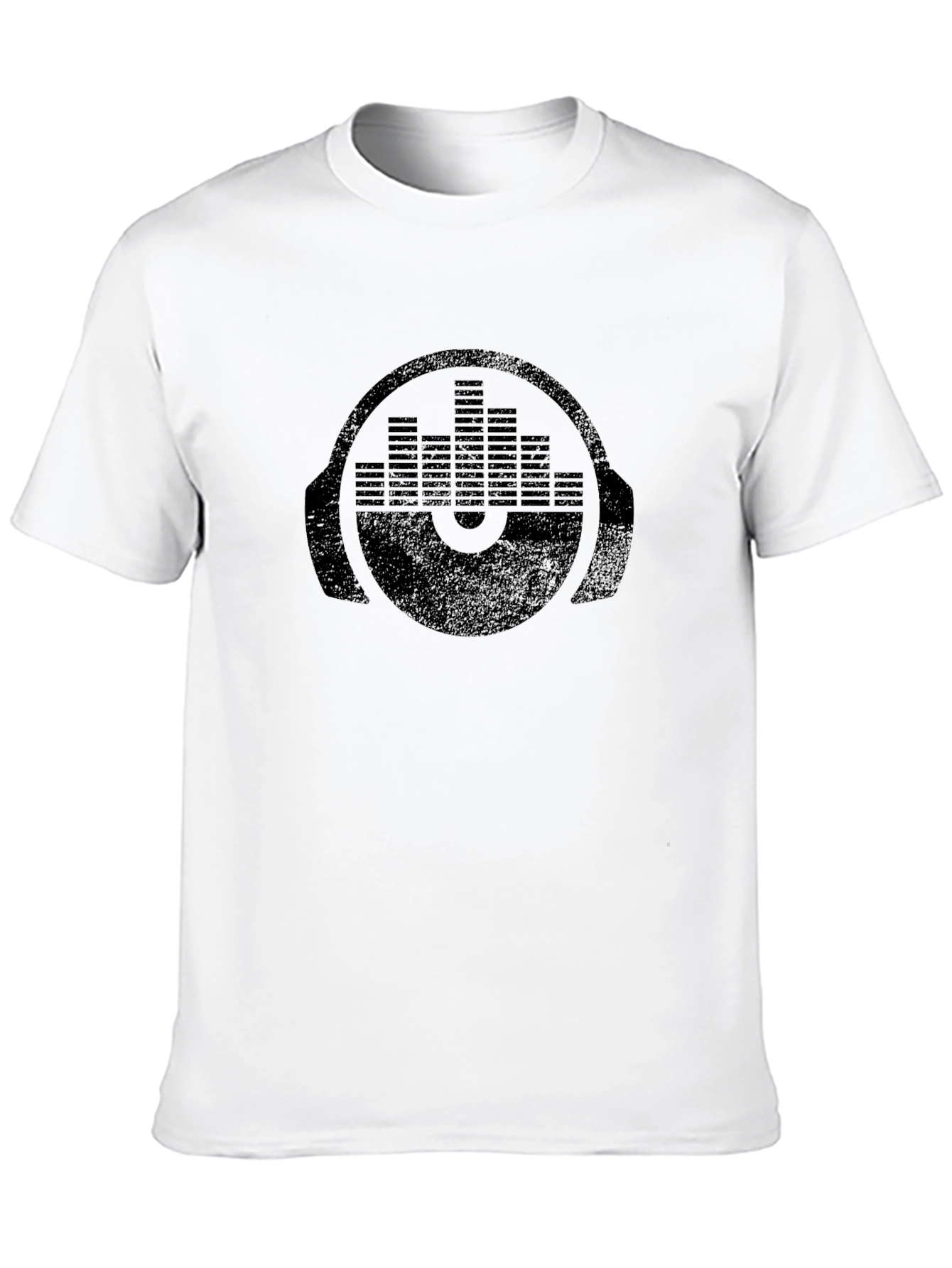 DJ Headphone Equalizer Graphic Tee - Black Cotton T-Shirt