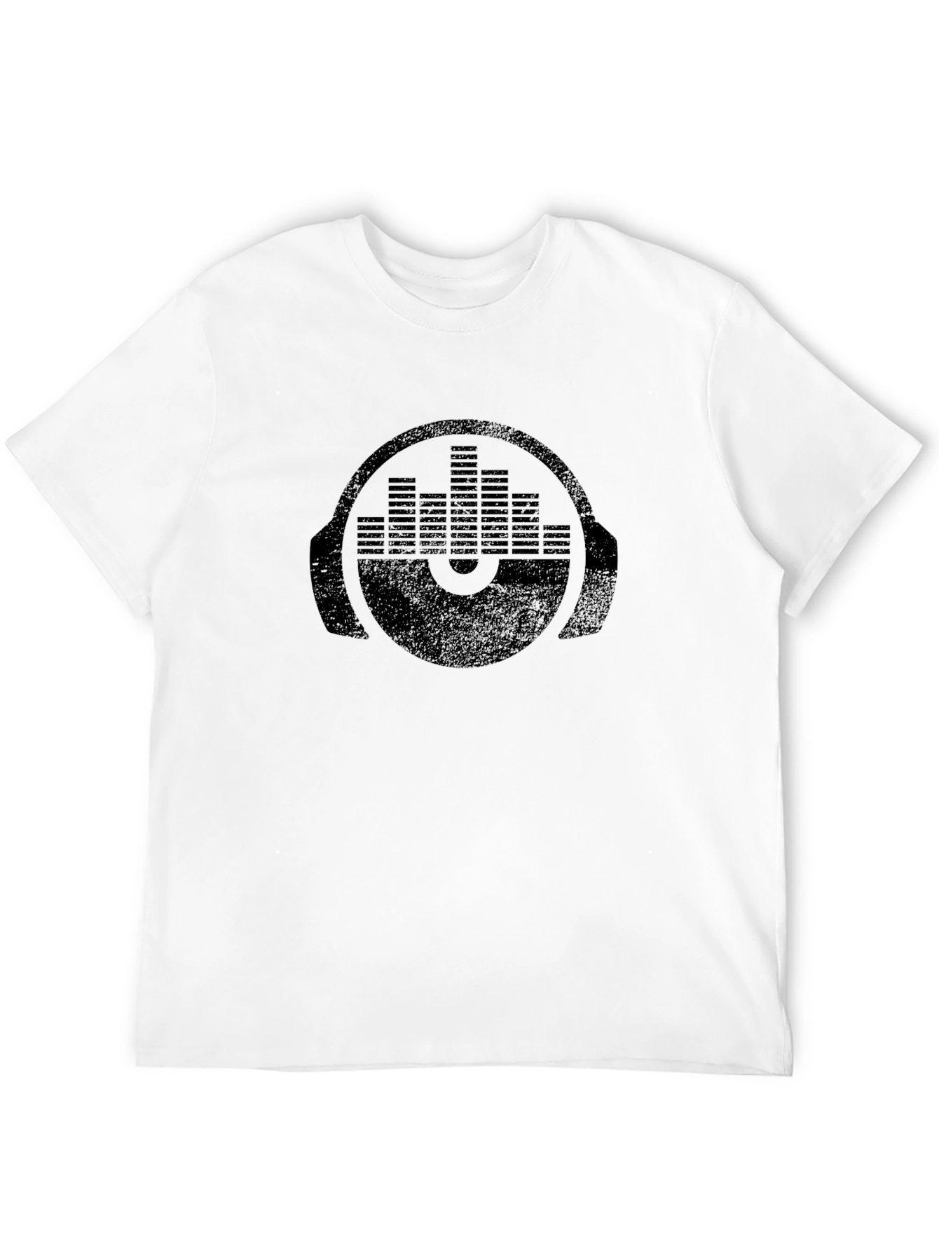 DJ Headphone Equalizer Graphic Tee - Black Cotton T-Shirt