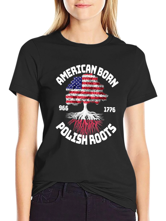 American Born Polish Roots Graphic T-Shirt