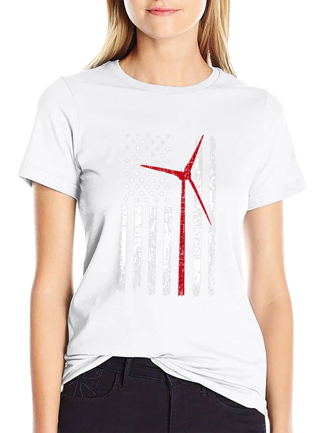 American Flag Wind Turbine T-Shirt