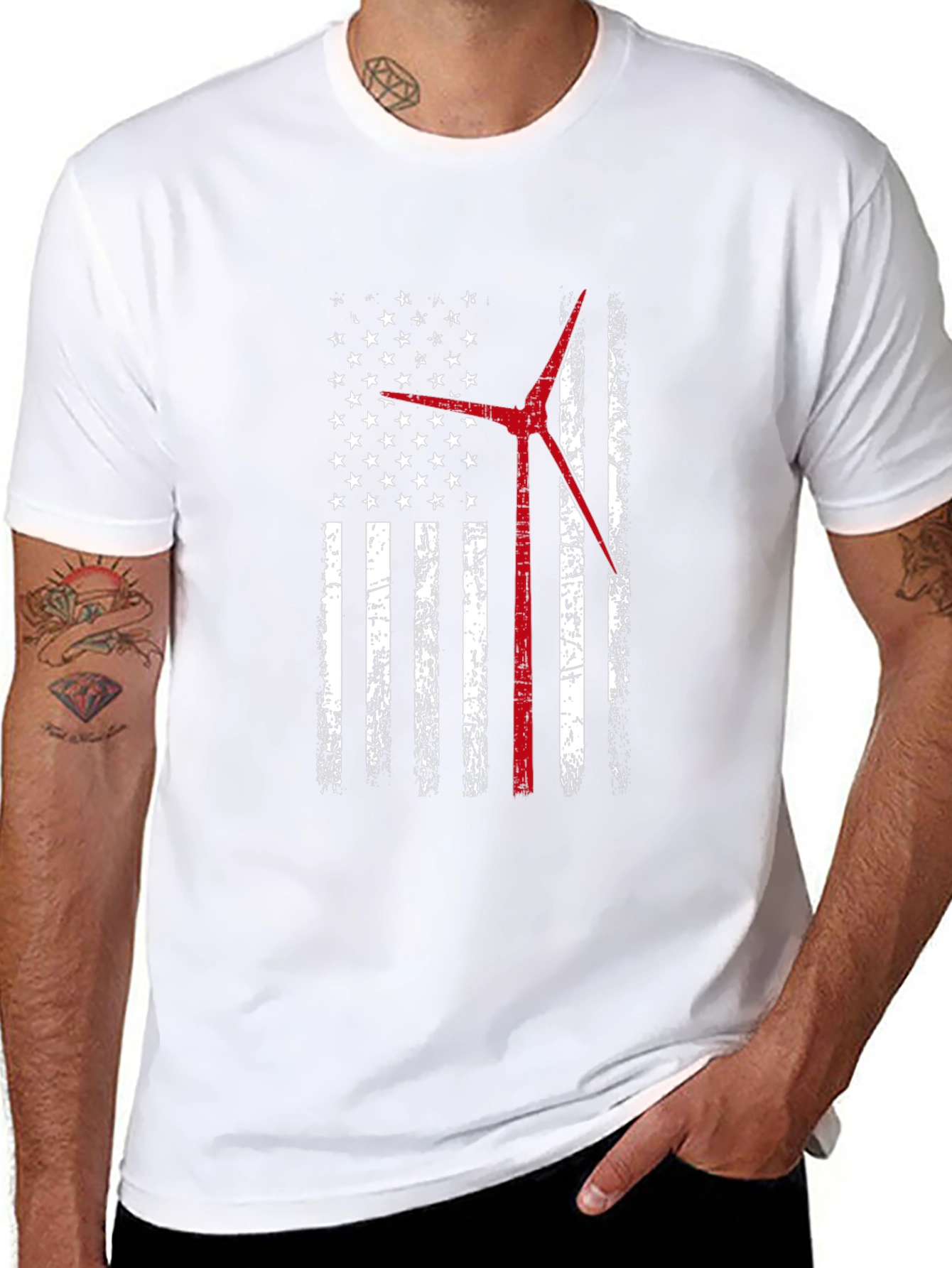 American Flag Wind Turbine T-Shirt