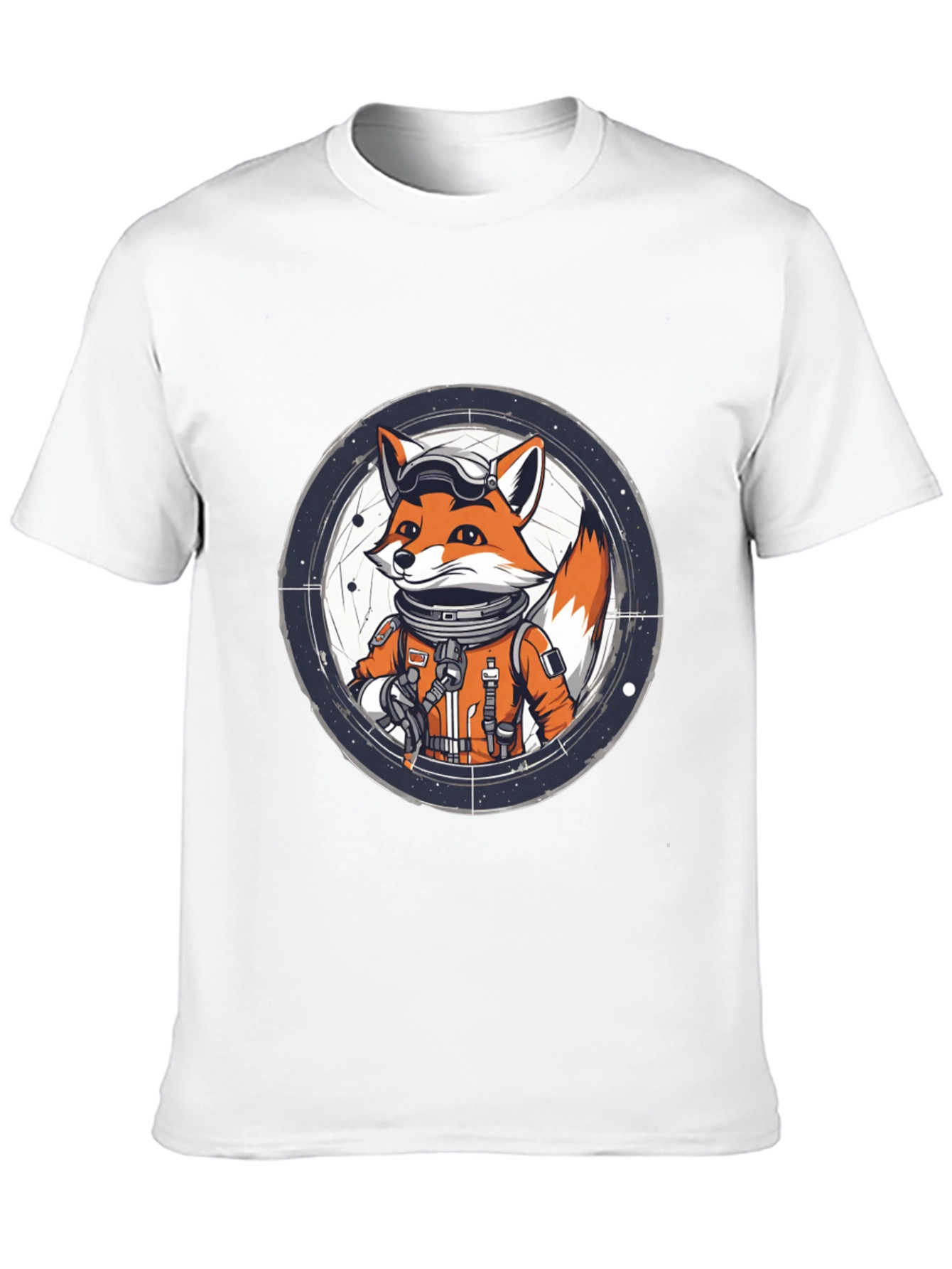 Astronaut Fox Graphic Tee - Black Cotton T-Shirt