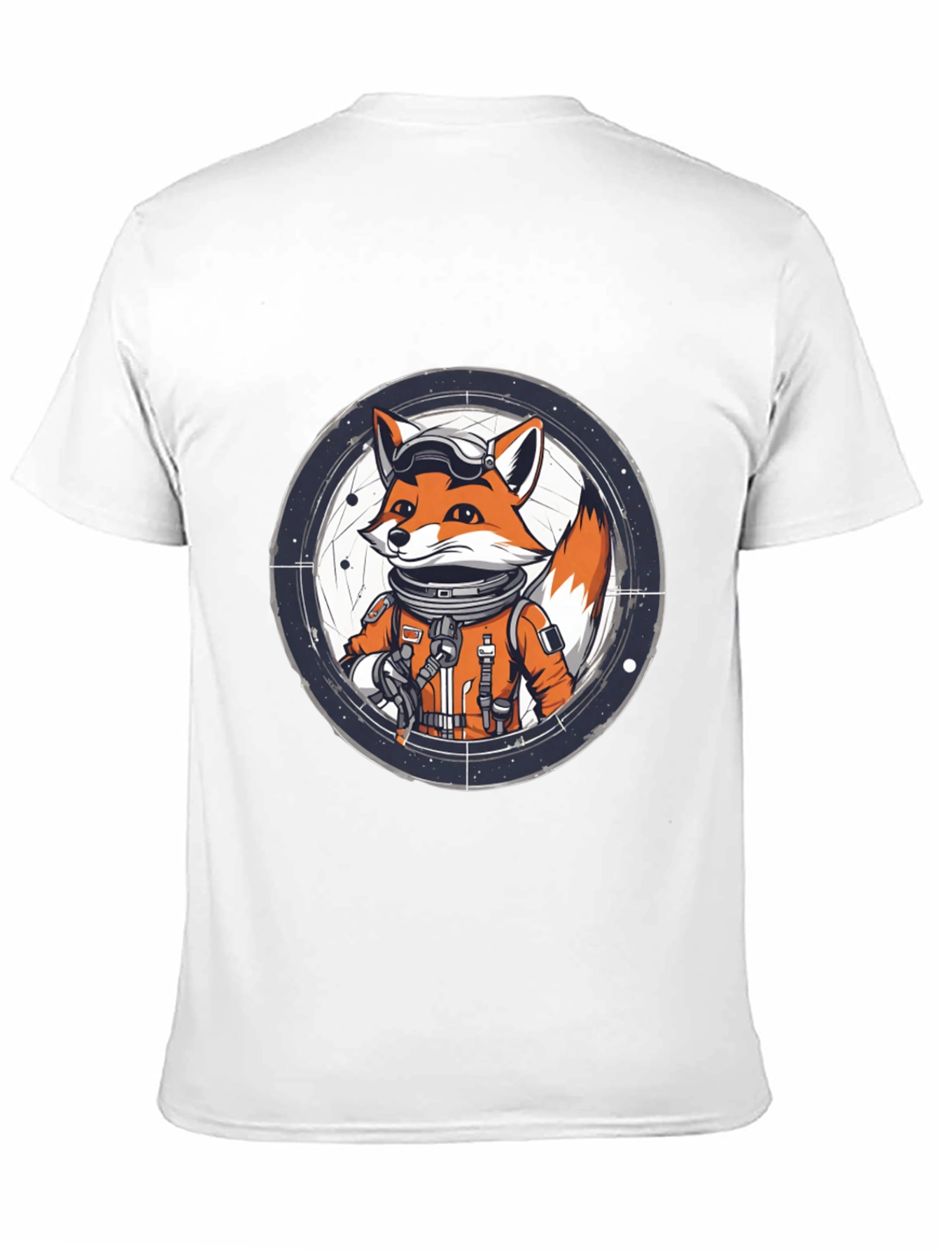 Astronaut Fox Graphic Tee - Black Cotton T-Shirt