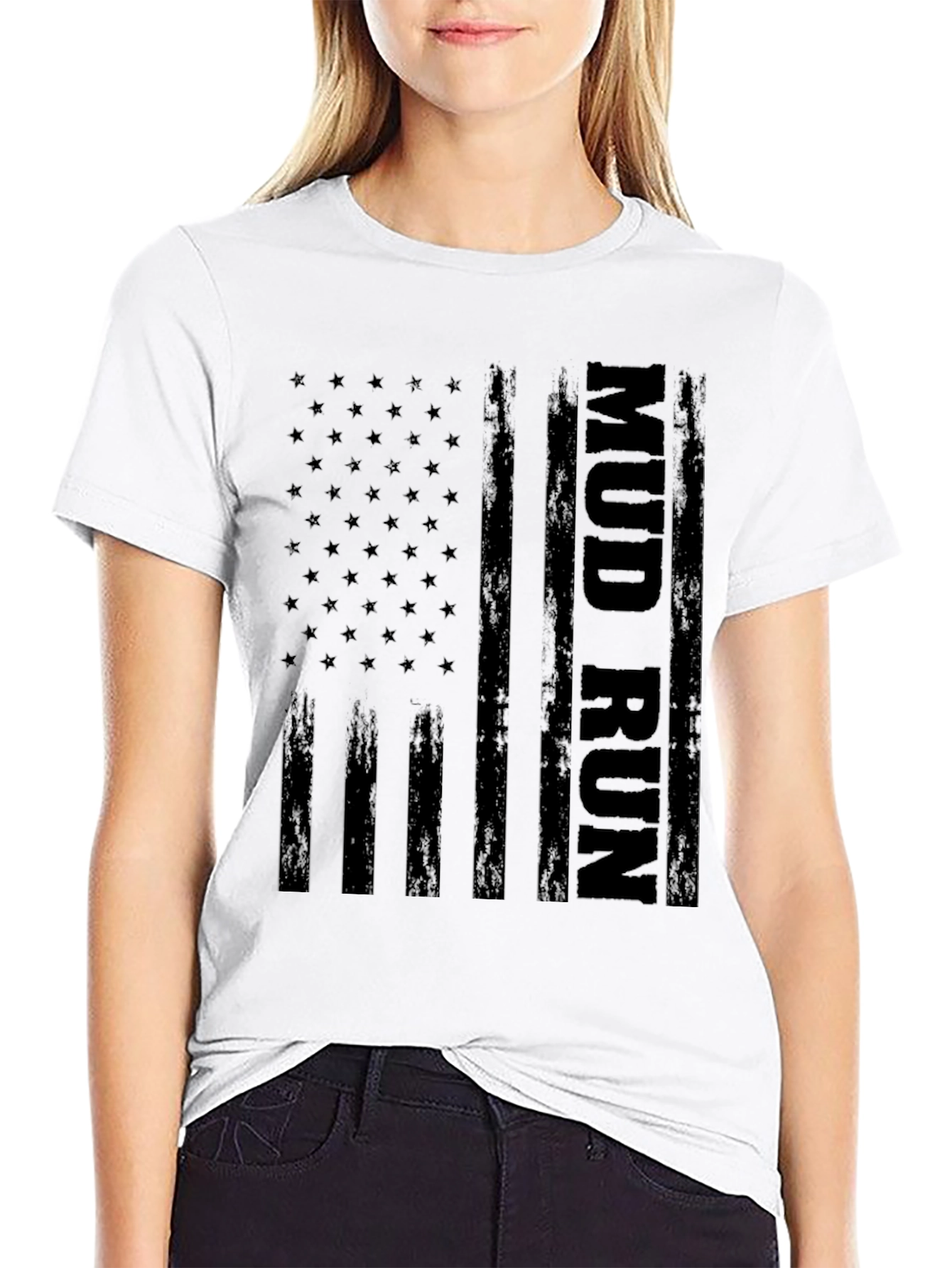 Mud Run US Flag Graphic Tee - Black