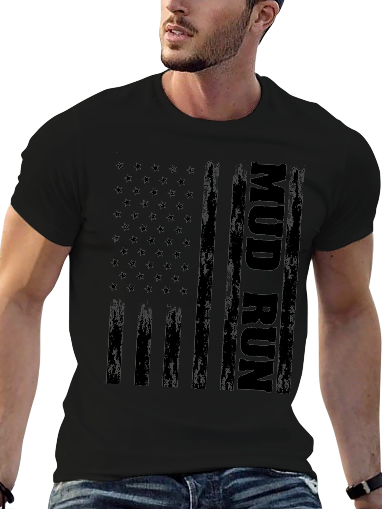 Mud Run US Flag Graphic Tee - Black
