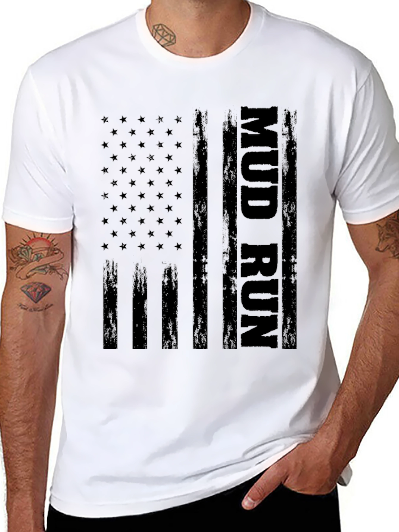 Mud Run US Flag Graphic Tee - Black