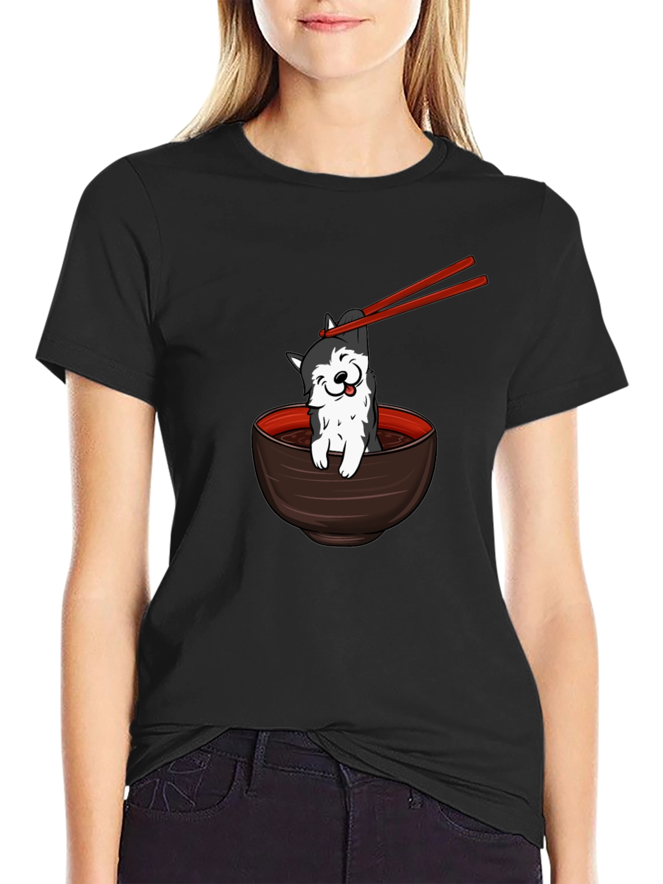 Husky Ramen Bowl Black T-Shirt