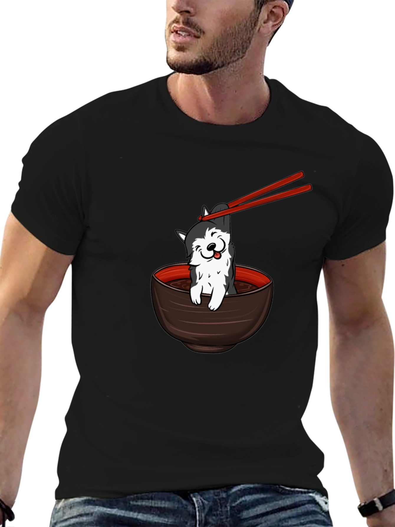 Husky Ramen Bowl Black T-Shirt