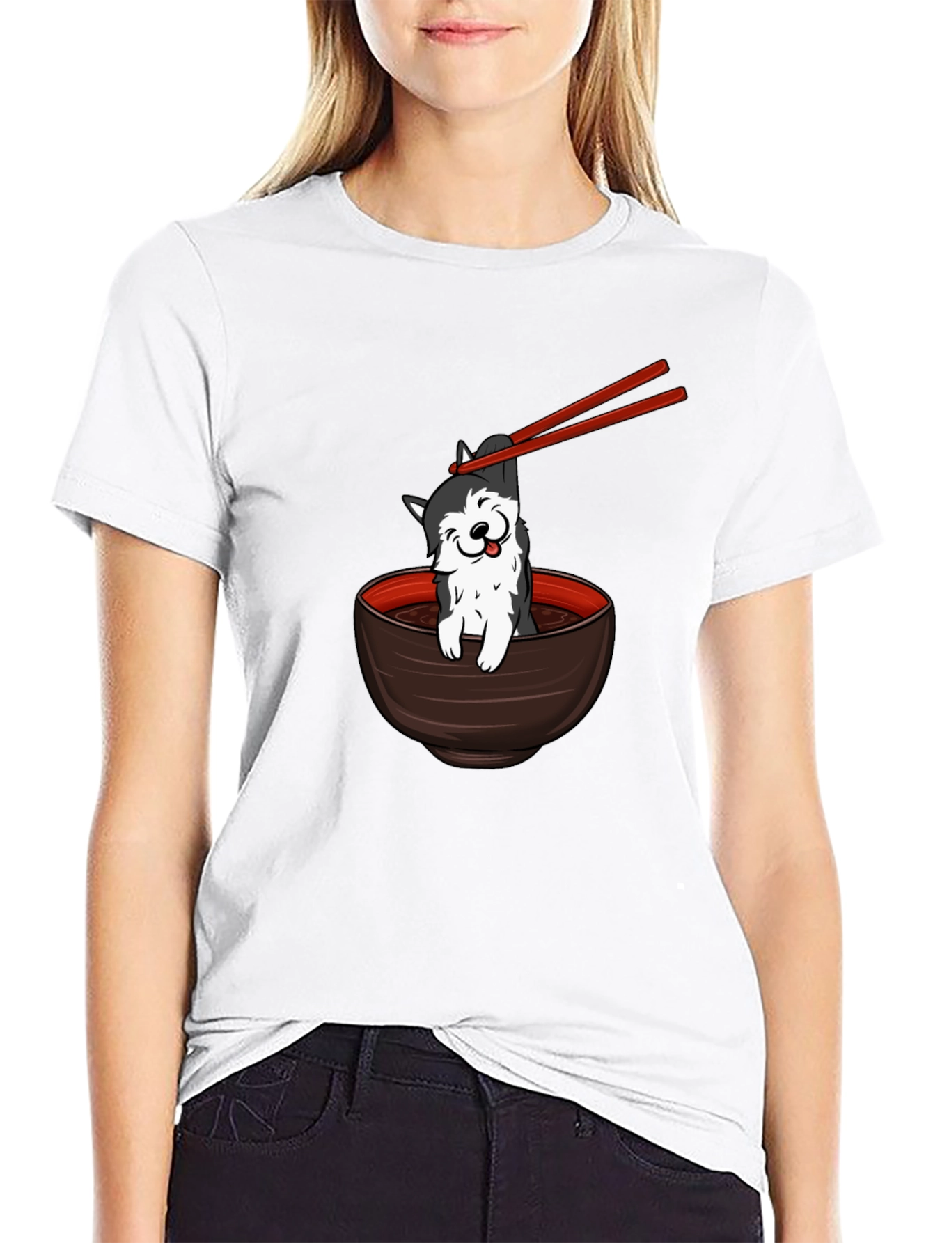 Husky Ramen Bowl Black T-Shirt