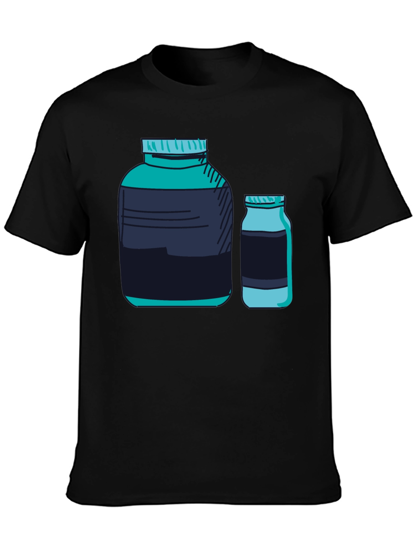Graphic Tee - Protein Supplement Bottles Black T-Shirt