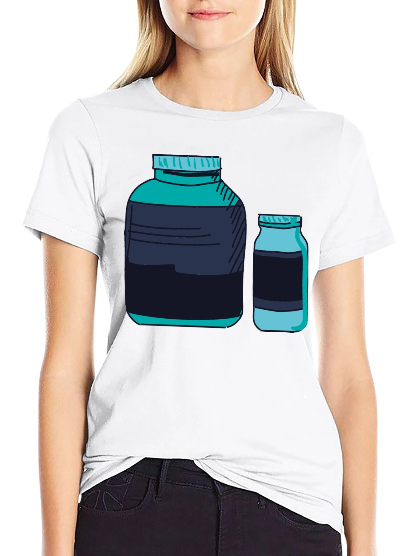 Graphic Tee - Protein Supplement Bottles Black T-Shirt