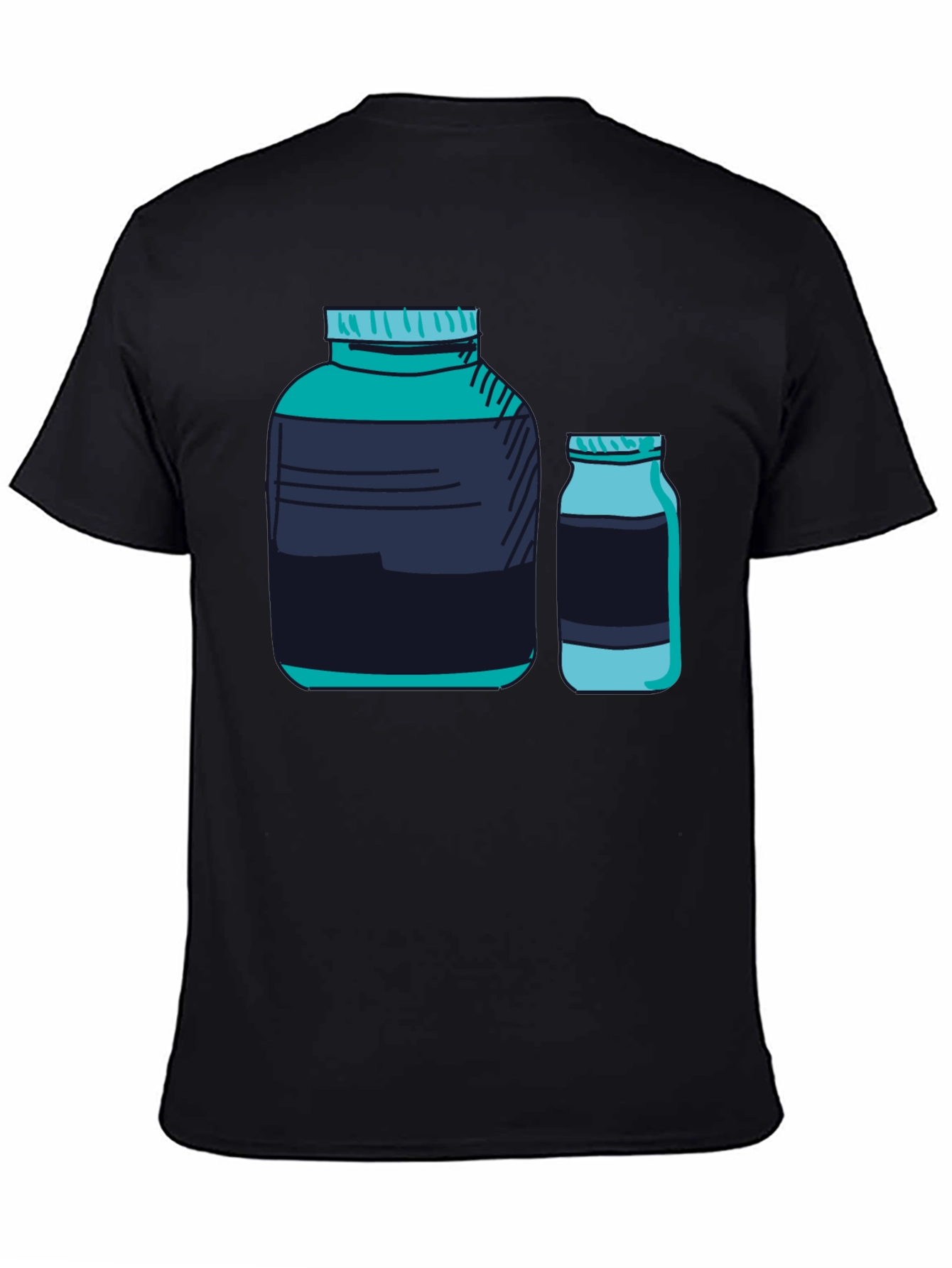 Graphic Tee - Protein Supplement Bottles Black T-Shirt