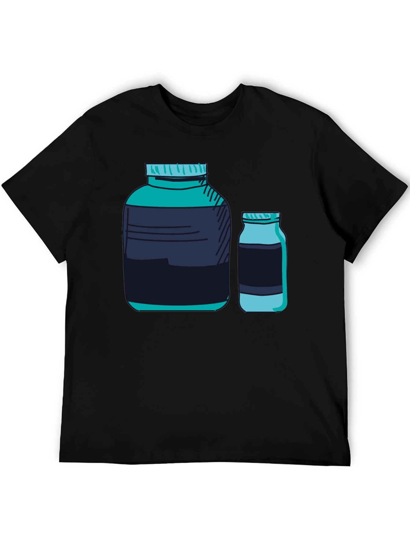Graphic Tee - Protein Supplement Bottles Black T-Shirt
