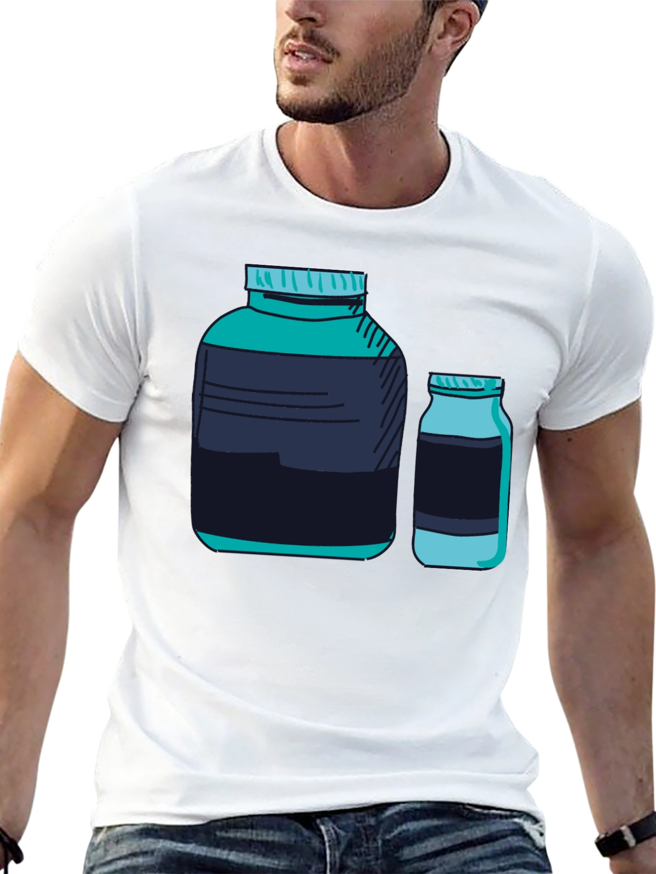 Graphic Tee - Protein Supplement Bottles Black T-Shirt