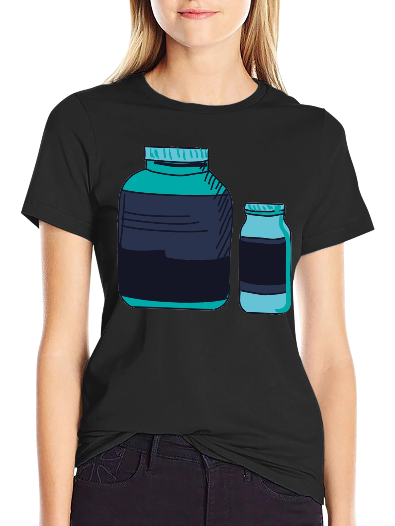 Graphic Tee - Protein Supplement Bottles Black T-Shirt