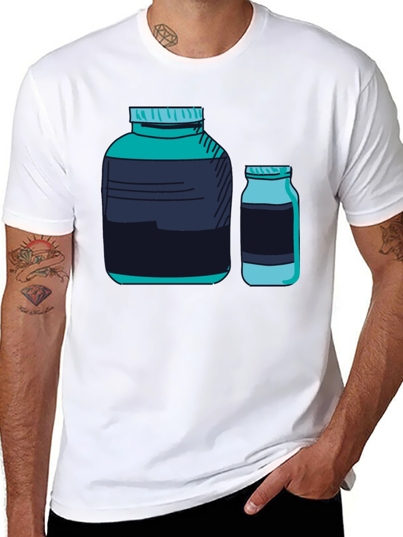 Graphic Tee - Protein Supplement Bottles Black T-Shirt
