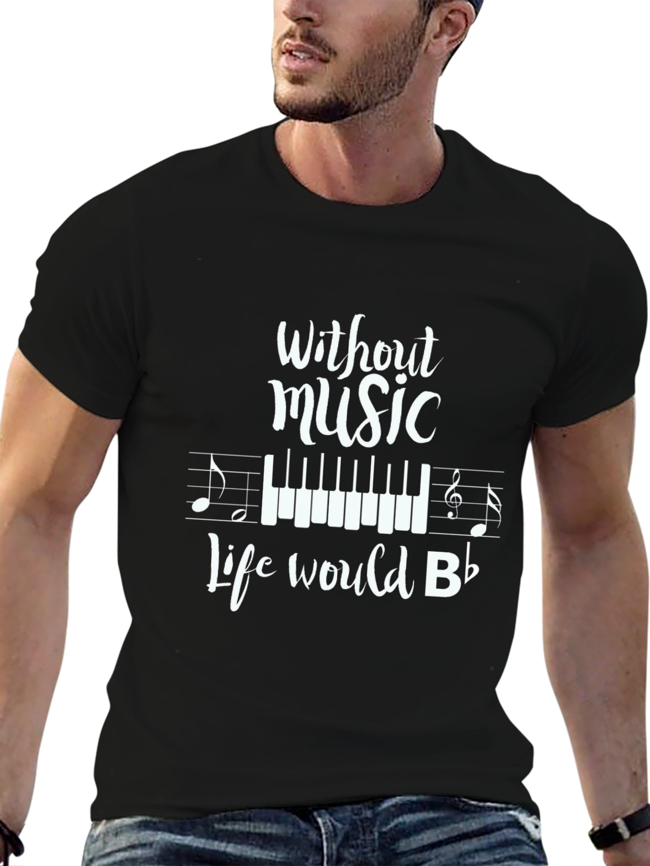Music Lovers Tee: Without Music Life Would B Flat
