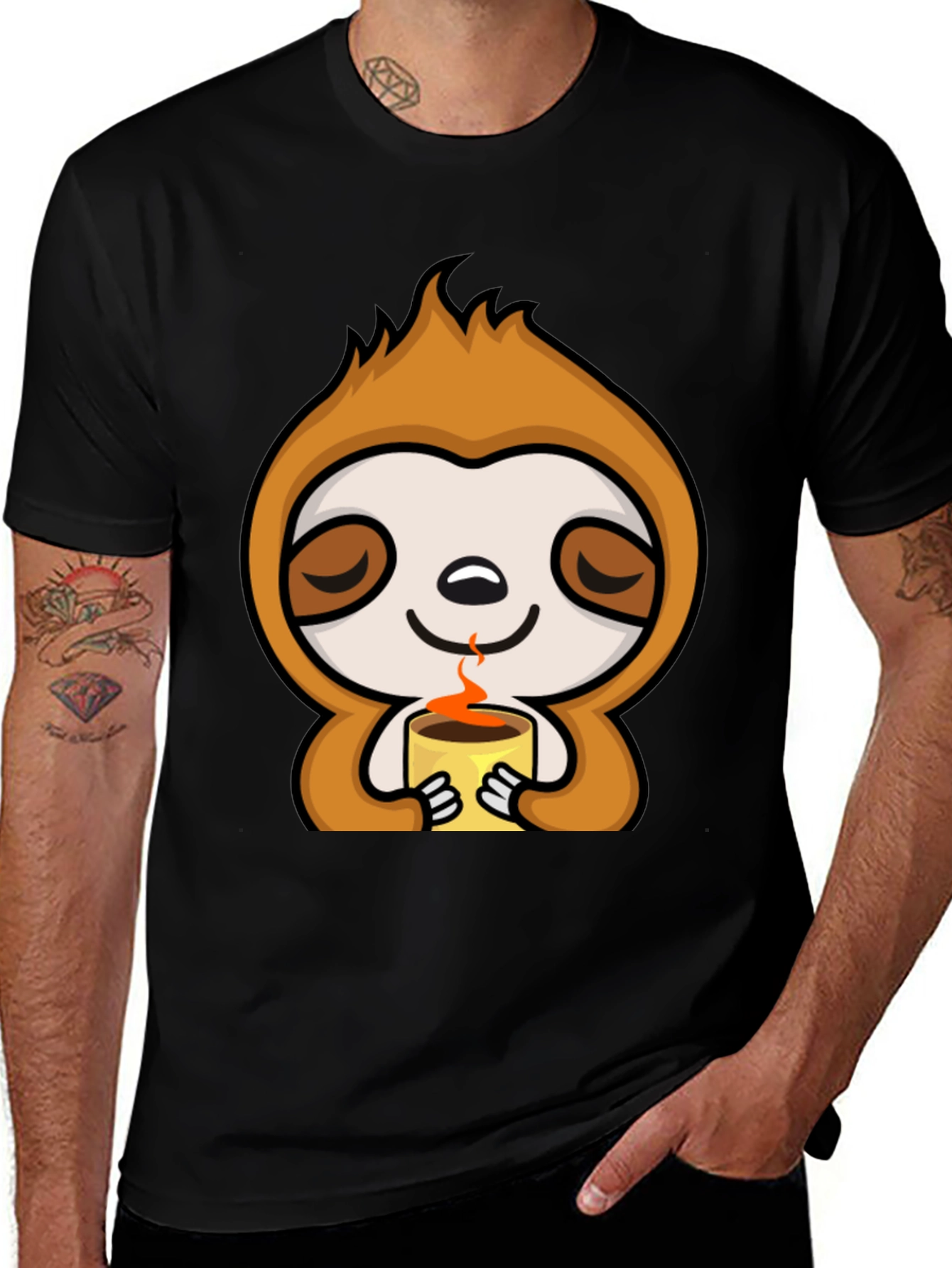 Sloth Coffee T-Shirt - Lazy Days Comfort