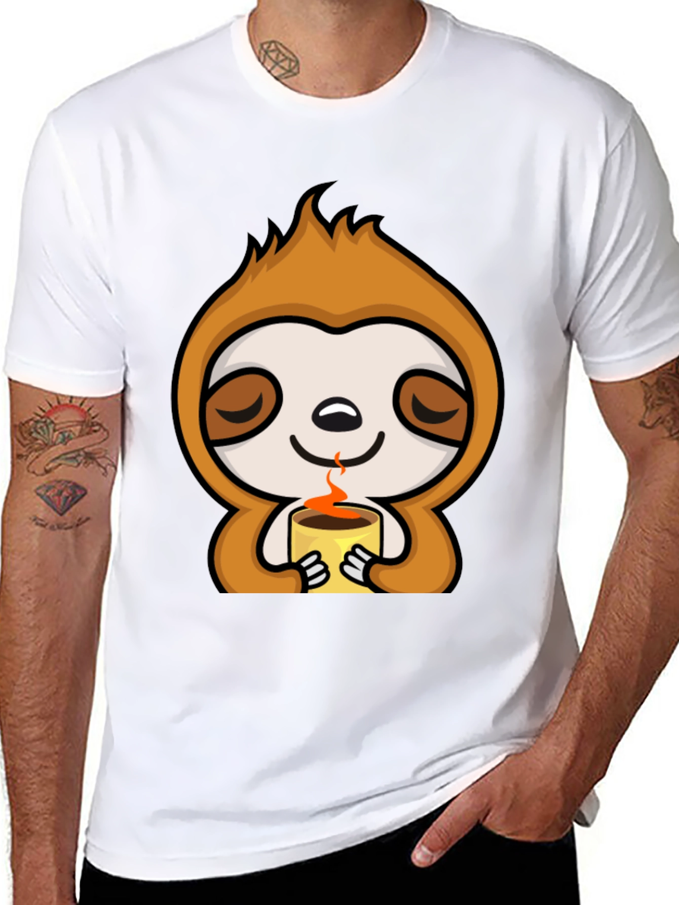 Sloth Coffee T-Shirt - Lazy Days Comfort