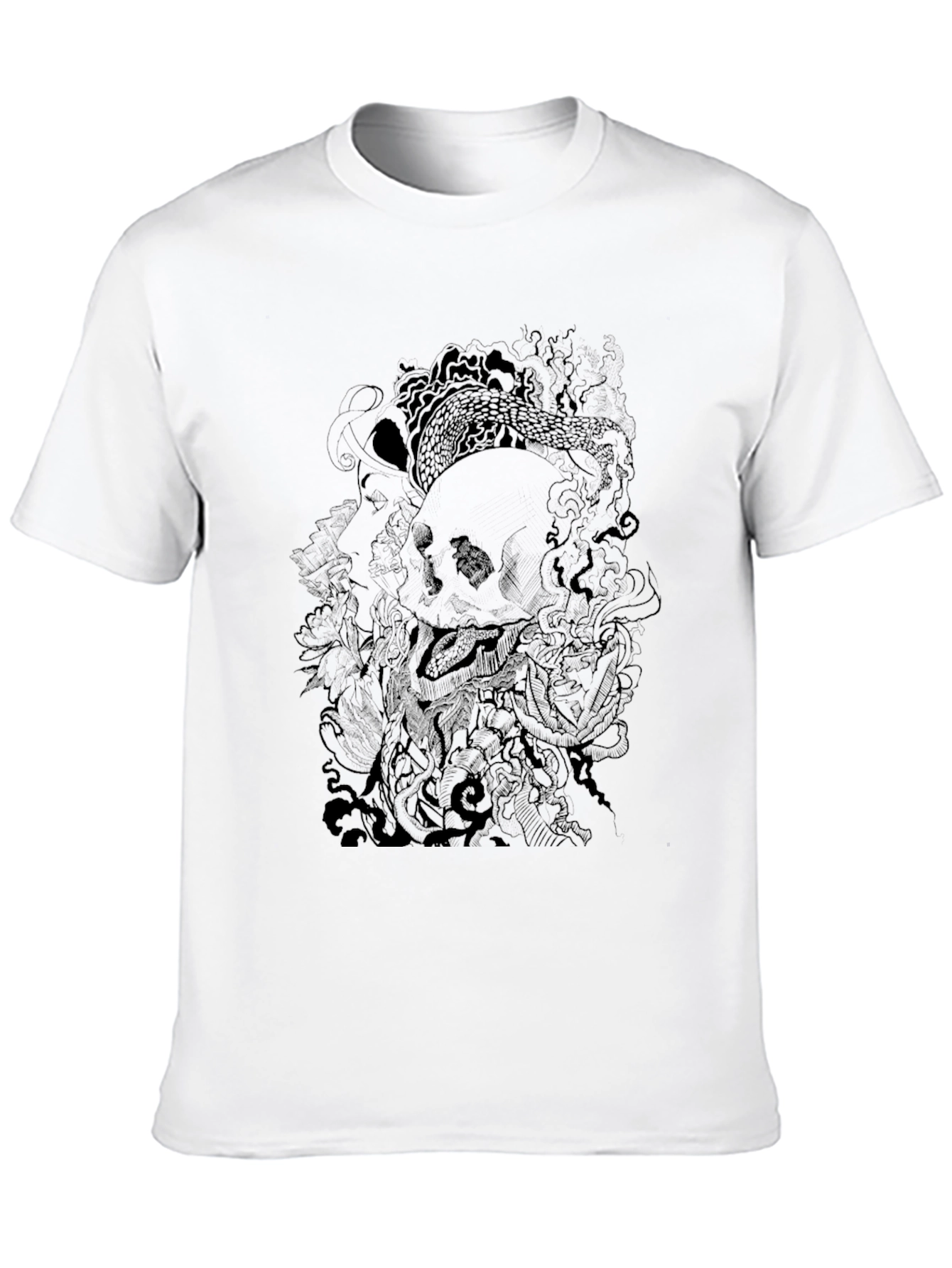 Skull & Serpent Graphic Tee - Mens Black T-Shirt