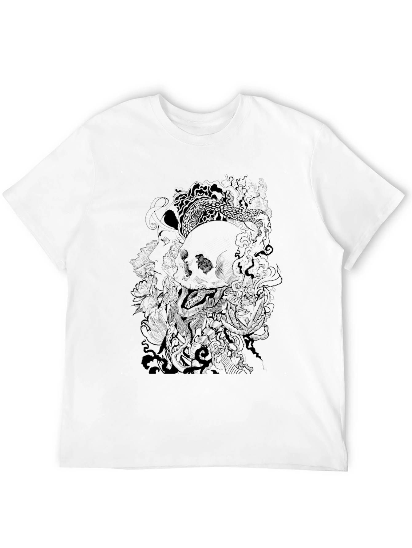 Skull & Serpent Graphic Tee - Mens Black T-Shirt