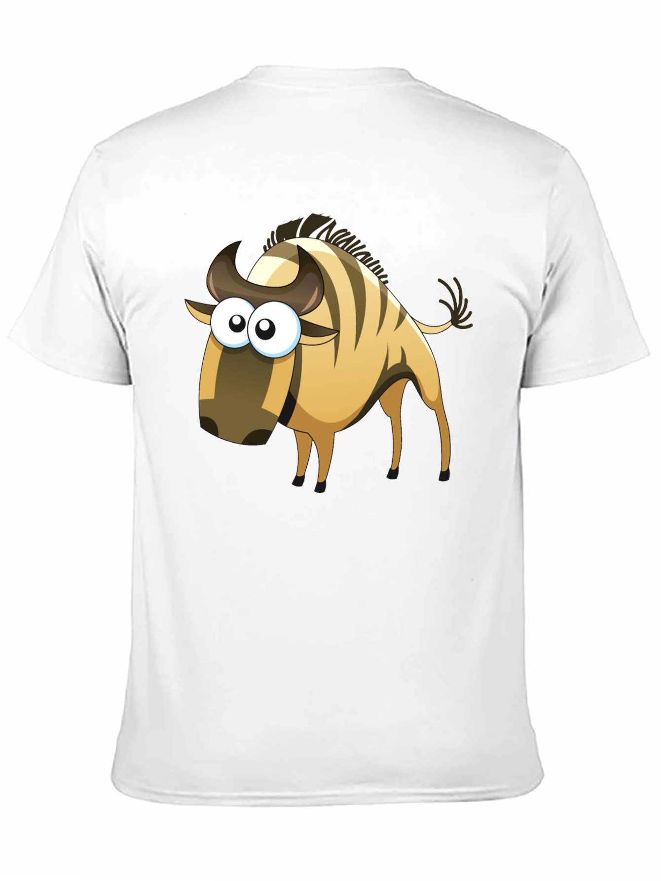 Cartoon Wildebeest Black T-Shirt