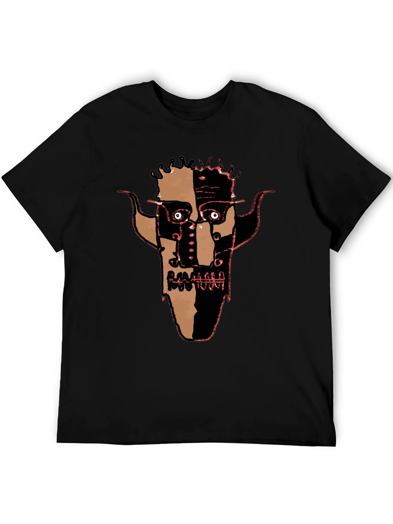 Abstract Face Graphic Black Tee