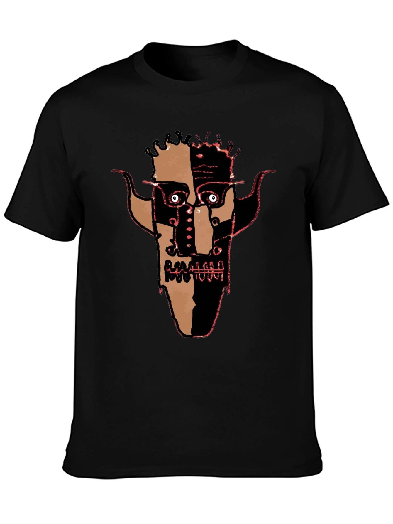 Abstract Face Graphic Black Tee