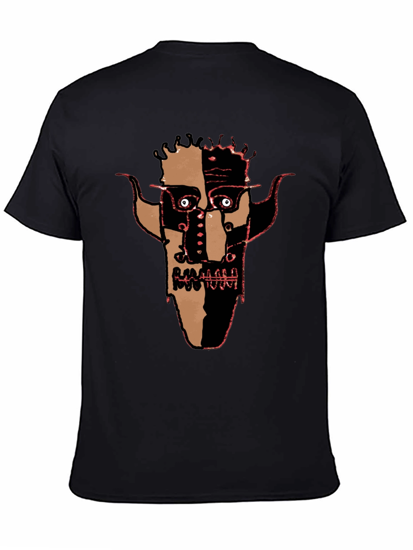 Abstract Face Graphic Black Tee