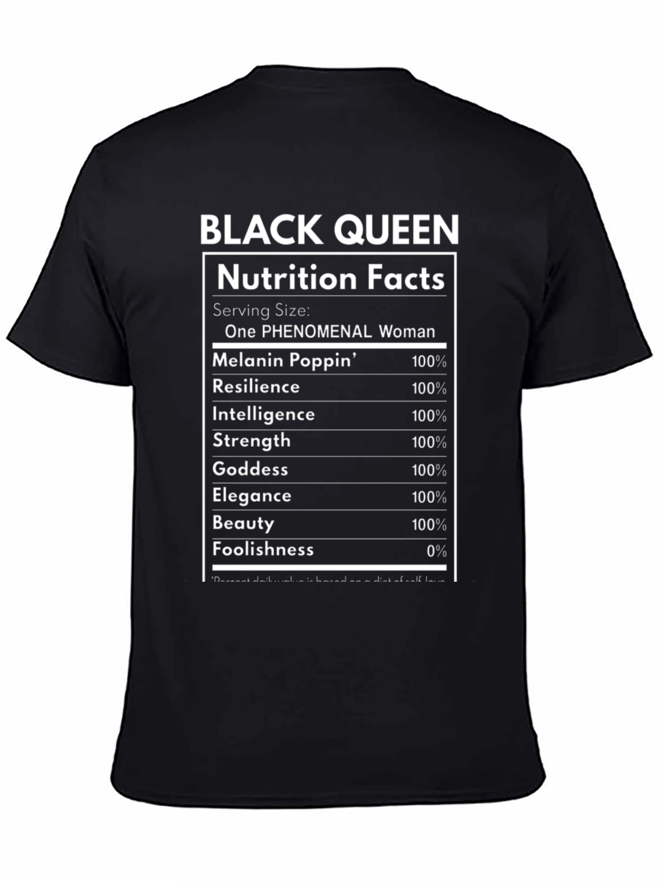 Black Queen Nutrition Facts T-Shirt