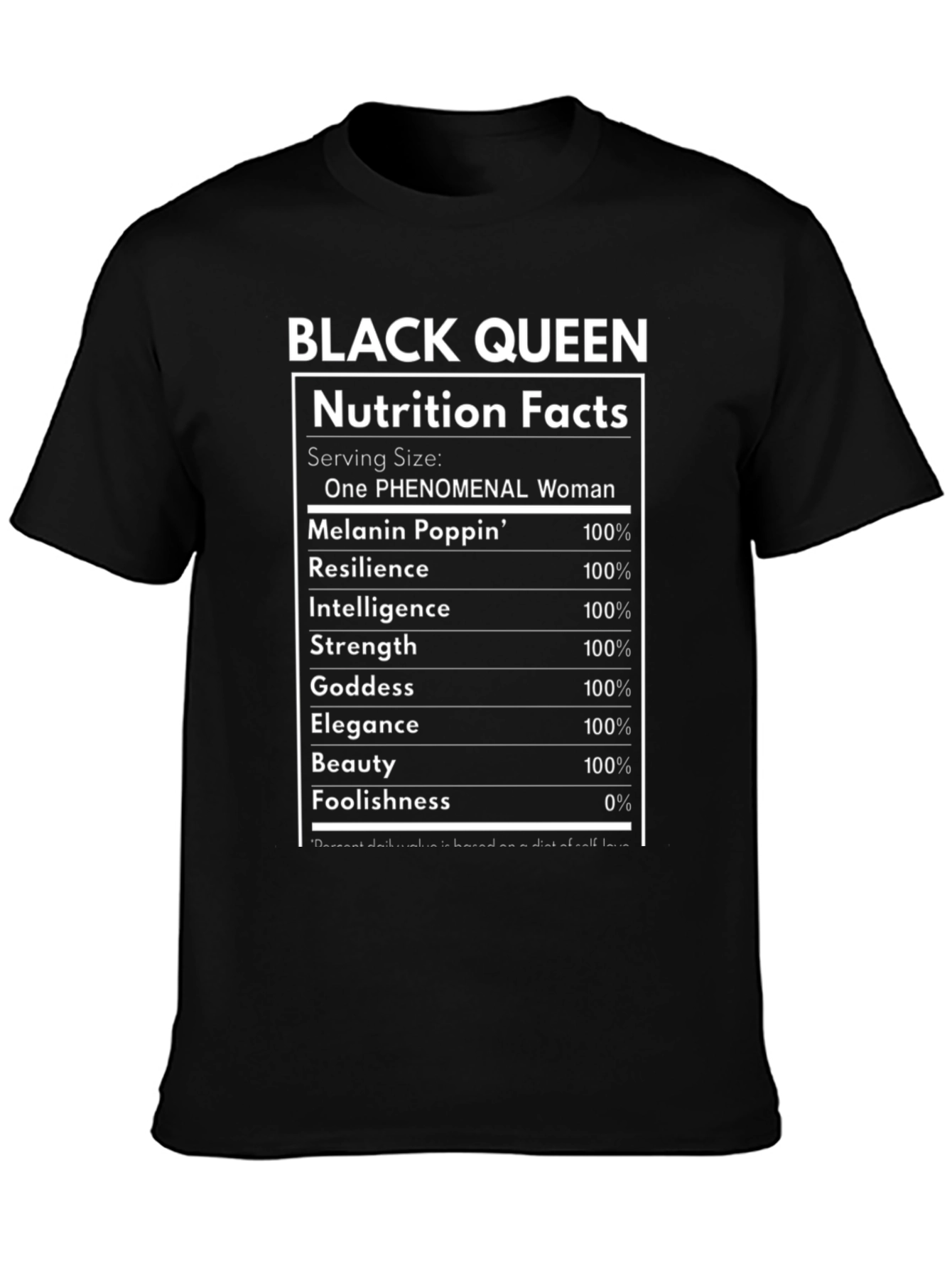 Black Queen Nutrition Facts T-Shirt