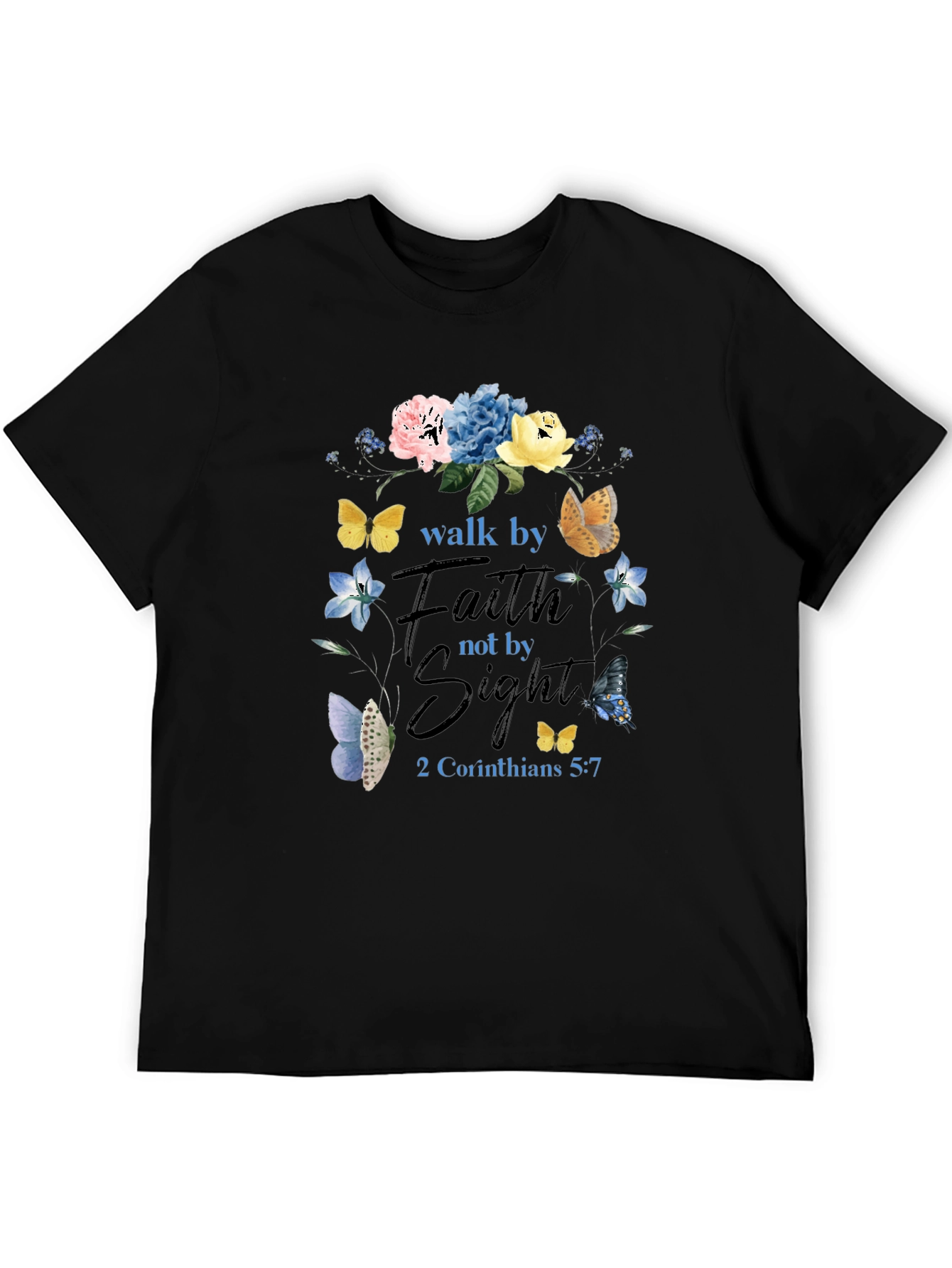 Faith Over Sight Butterfly Floral T-Shirt